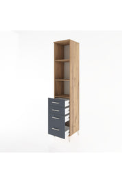 Hyperion Dolap 3 Raflı 4 Çekmeceli 44x44x221 Çam-Antrasit