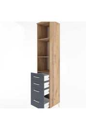 Hyperion Dolap 3 Raflı 4 Çekmeceli 44x44x221 Çam-Antrasit