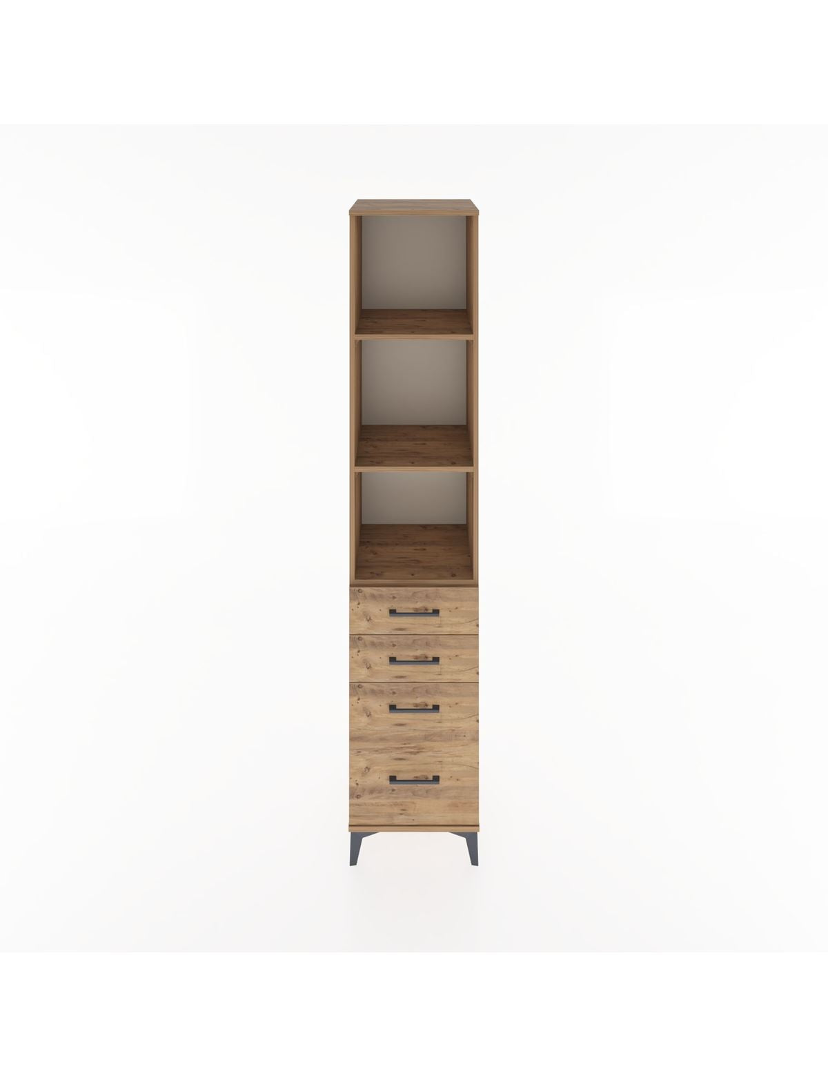 Hyperion Dolap 3 Raflı 4 Çekmeceli 44x44x221 Çam-Çam