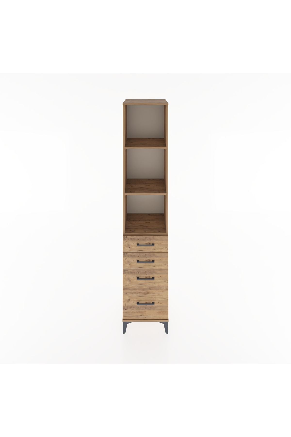 Hyperion Dolap 3 Raflı 4 Çekmeceli 44x44x221 Çam-Çam