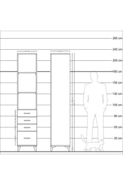 Hyperion Dolap 3 Raflı 4 Çekmeceli 44x44x221 Çam-Antrasit