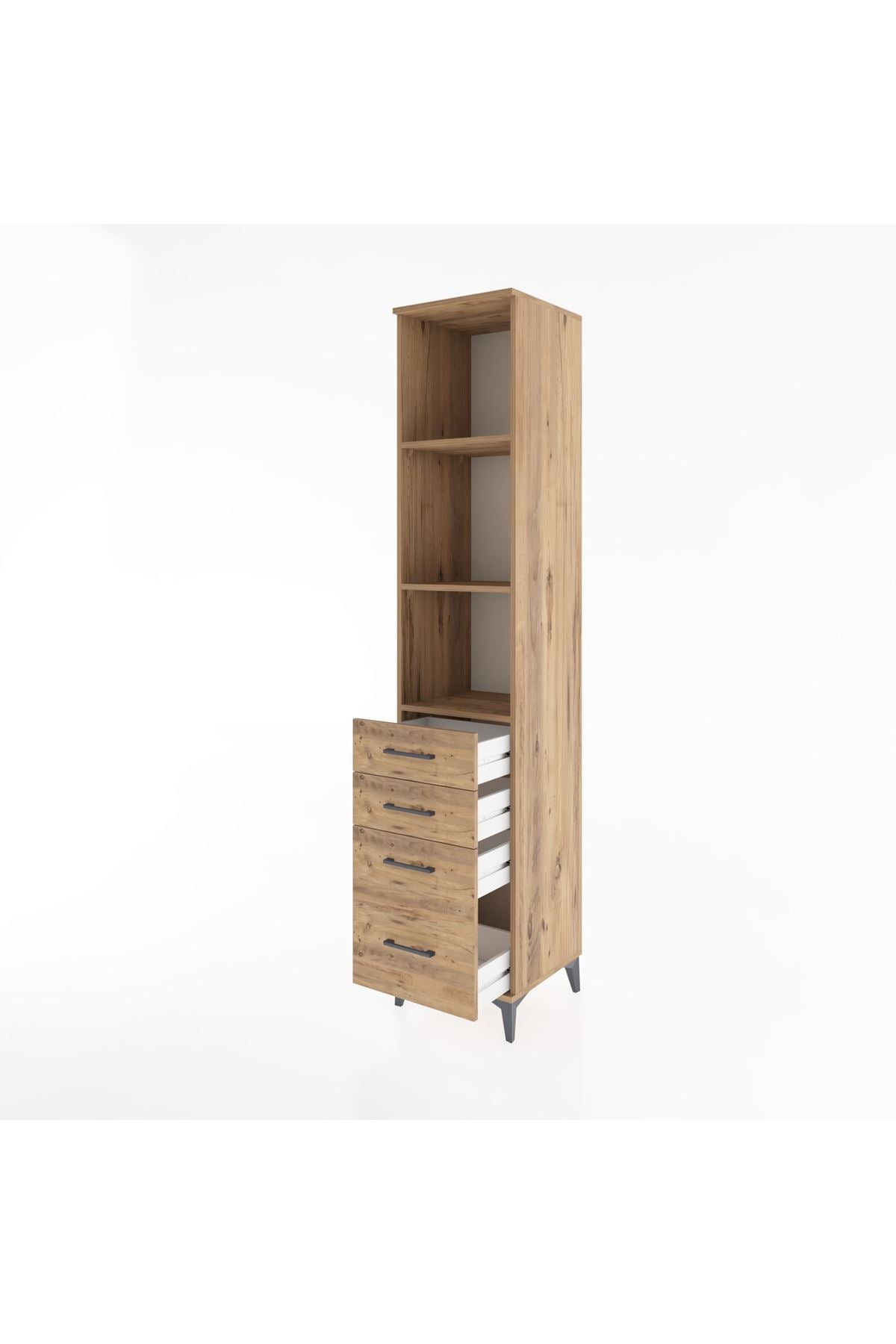 Hyperion Dolap 3 Raflı 4 Çekmeceli 44x44x221 Çam-Çam