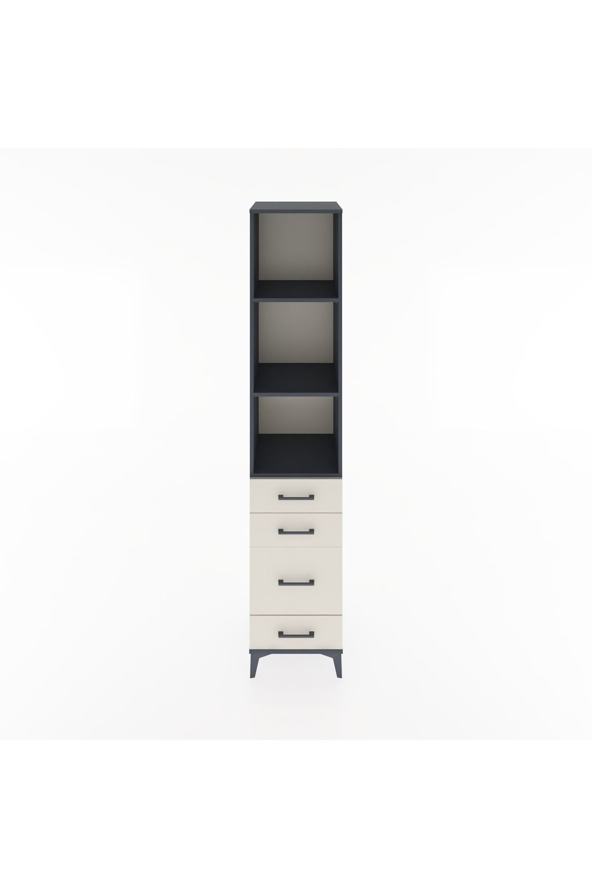 Hyperion Dolap 3 Raflı 4 Çekmeceli 44x44x221 Antrasit-Aytaşı