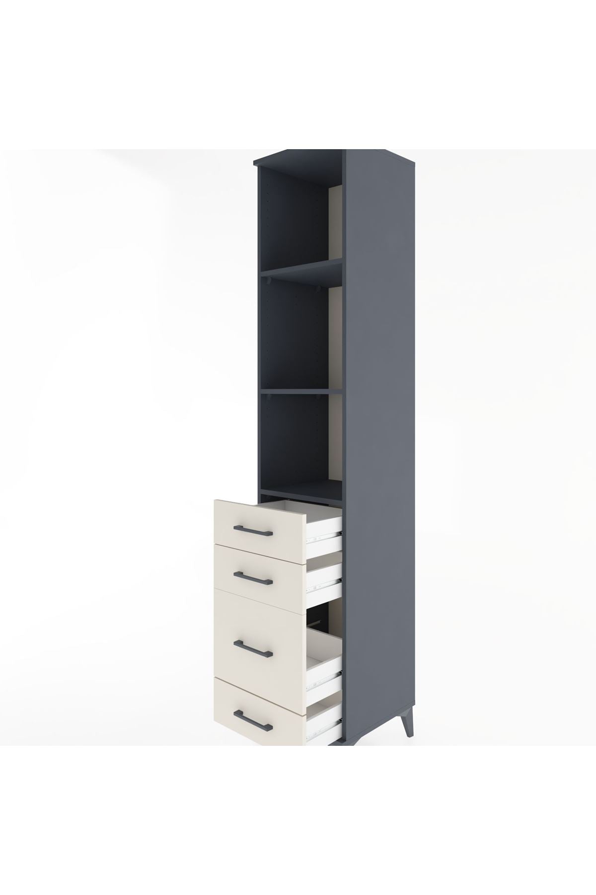 Hyperion Dolap 3 Raflı 4 Çekmeceli 44x44x221 Antrasit-Aytaşı