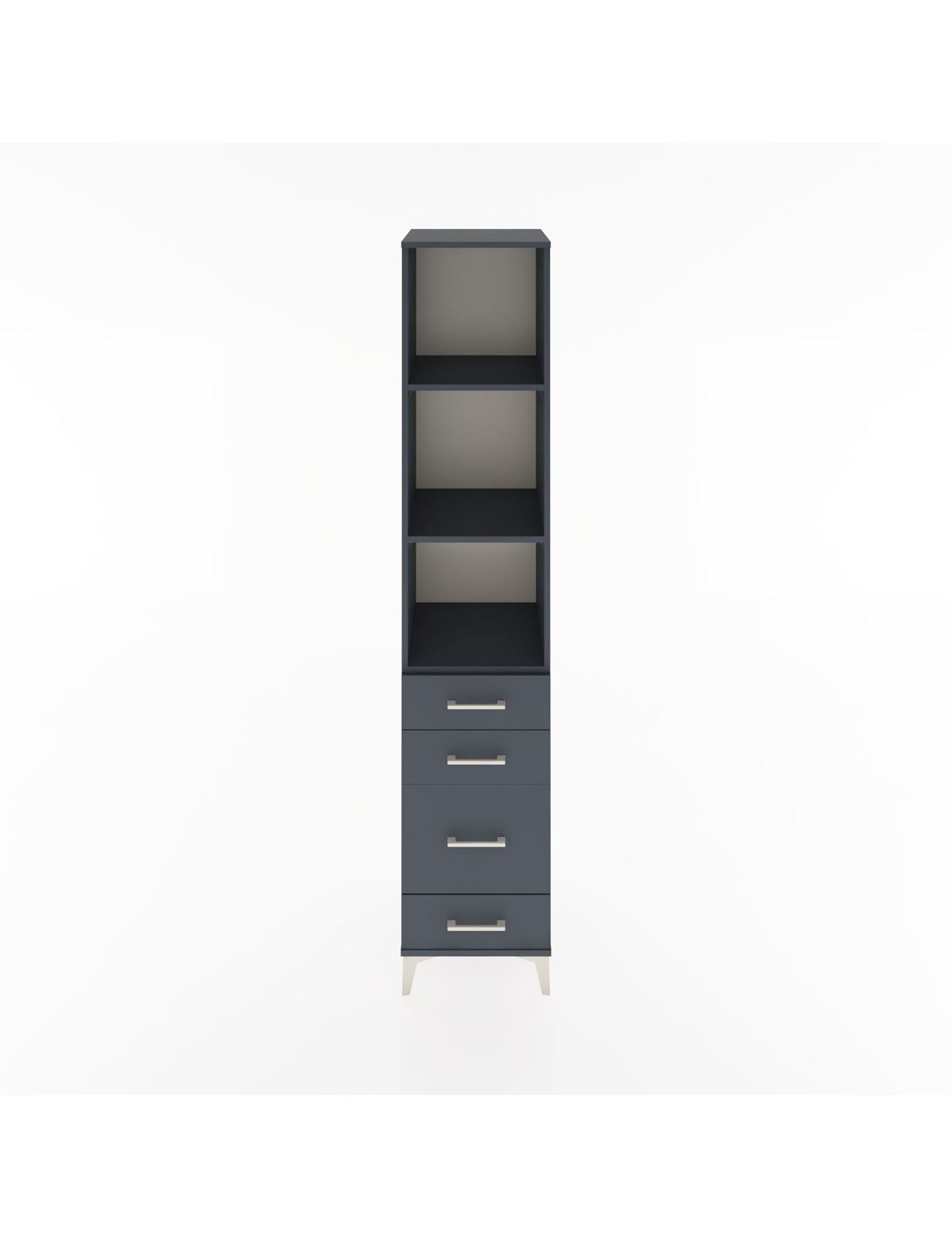 Hyperion Dolap 3 Raflı 4 Çekmeceli 44x44x221 Antrasit-Antrasit