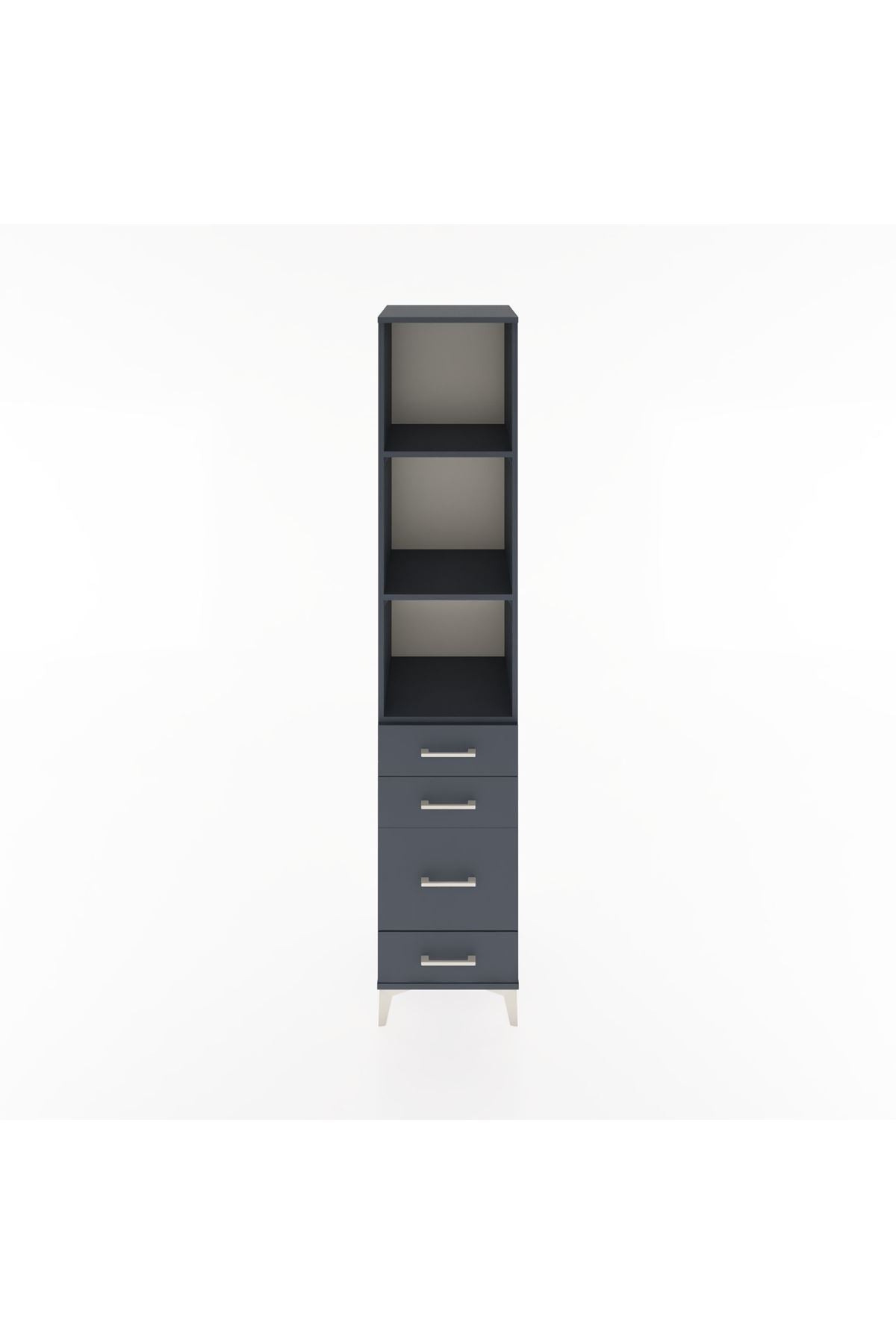 Hyperion Dolap 3 Raflı 4 Çekmeceli 44x44x221 Antrasit-Antrasit