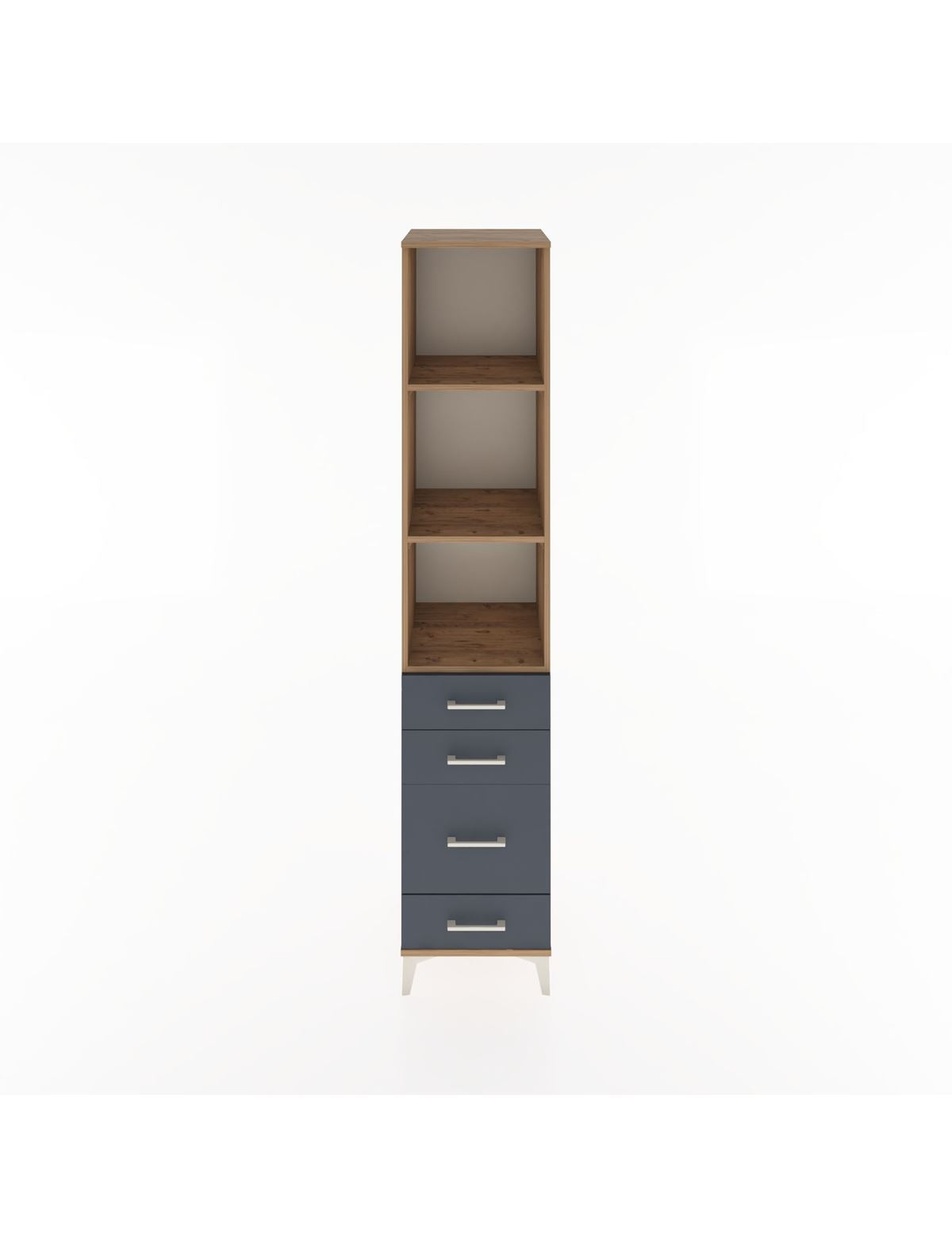 Hyperion Dolap 3 Raflı 4 Çekmeceli 44x44x221 Çam-Antrasit