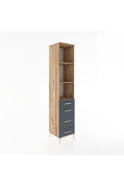 Hyperion Dolap 3 Raflı 4 Çekmeceli 44x44x221 Çam-Antrasit