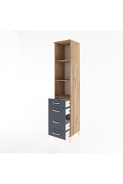 Hyperion Dolap 3 Raflı 4 Çekmeceli 44x44x221 Çam-Antrasit