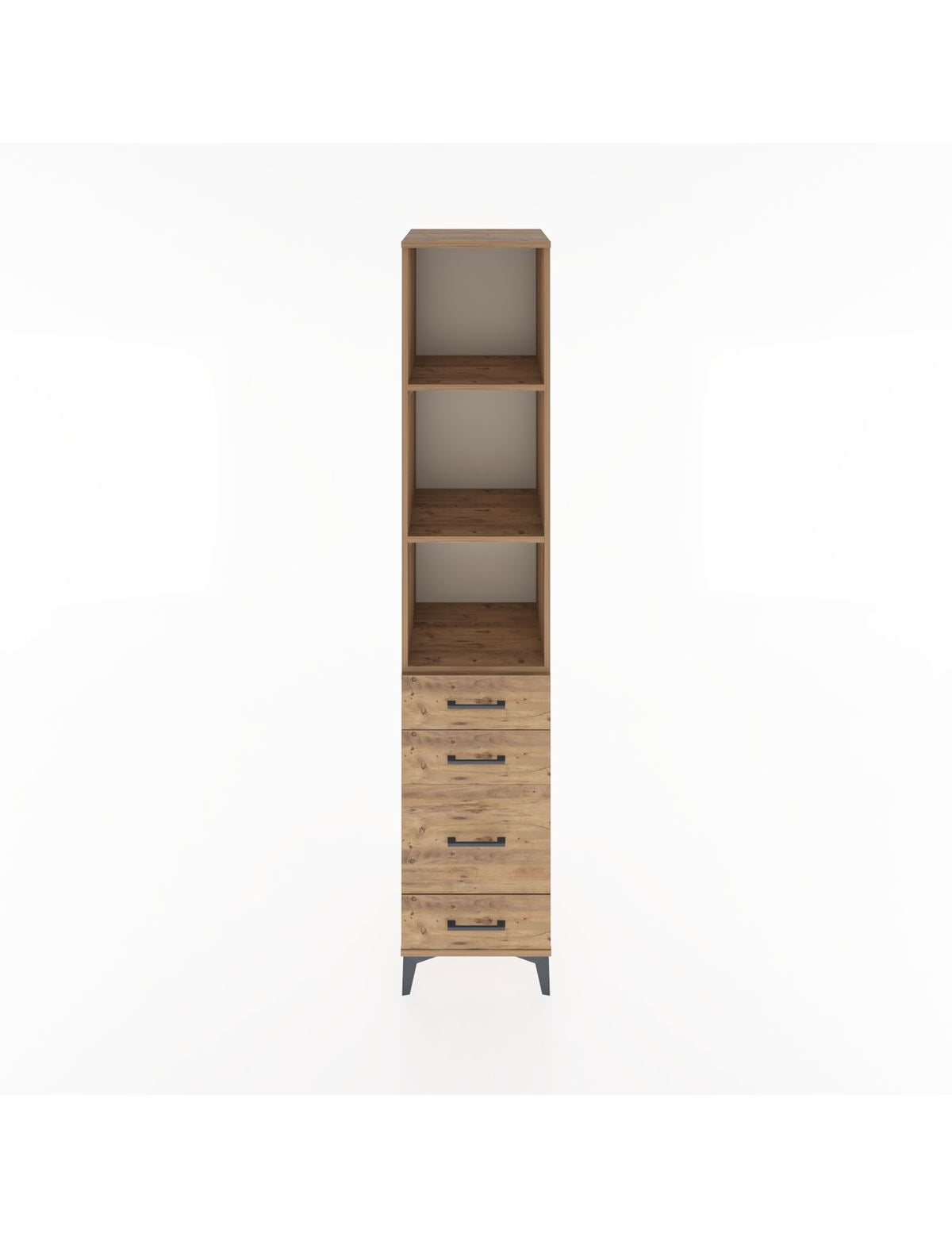 Hyperion Dolap 3 Raflı 4 Çekmeceli 44x44x221 Çam-Çam