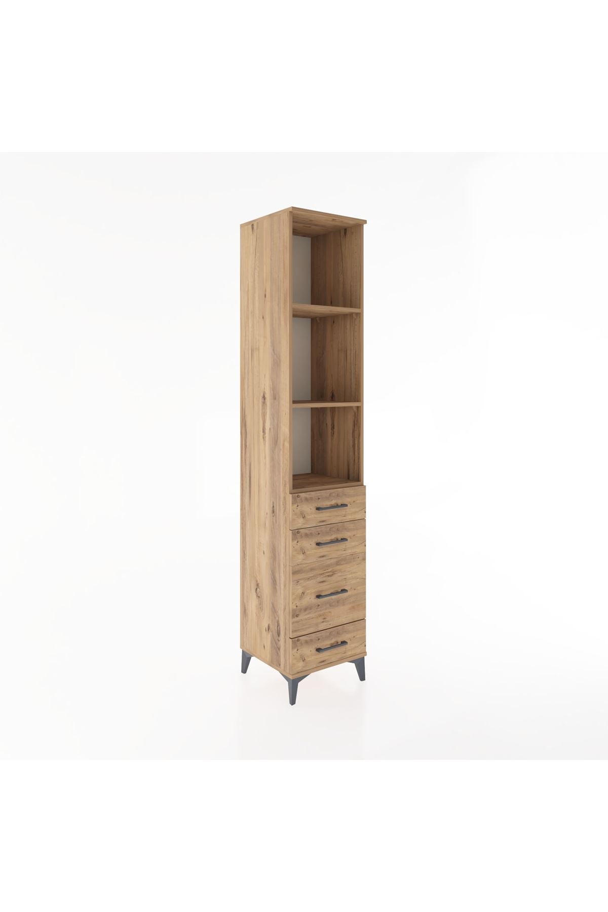 Hyperion Dolap 3 Raflı 4 Çekmeceli 44x44x221 Çam-Çam