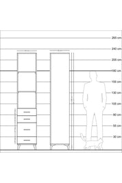 Hyperion Dolap 3 Raflı 4 Çekmeceli 44x44x221 Çam-Çam