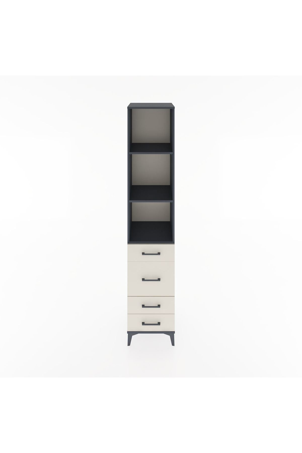 Hyperion Dolap 3 Raflı 4 Çekmeceli 44x44x221 Antrasit-Aytaşı