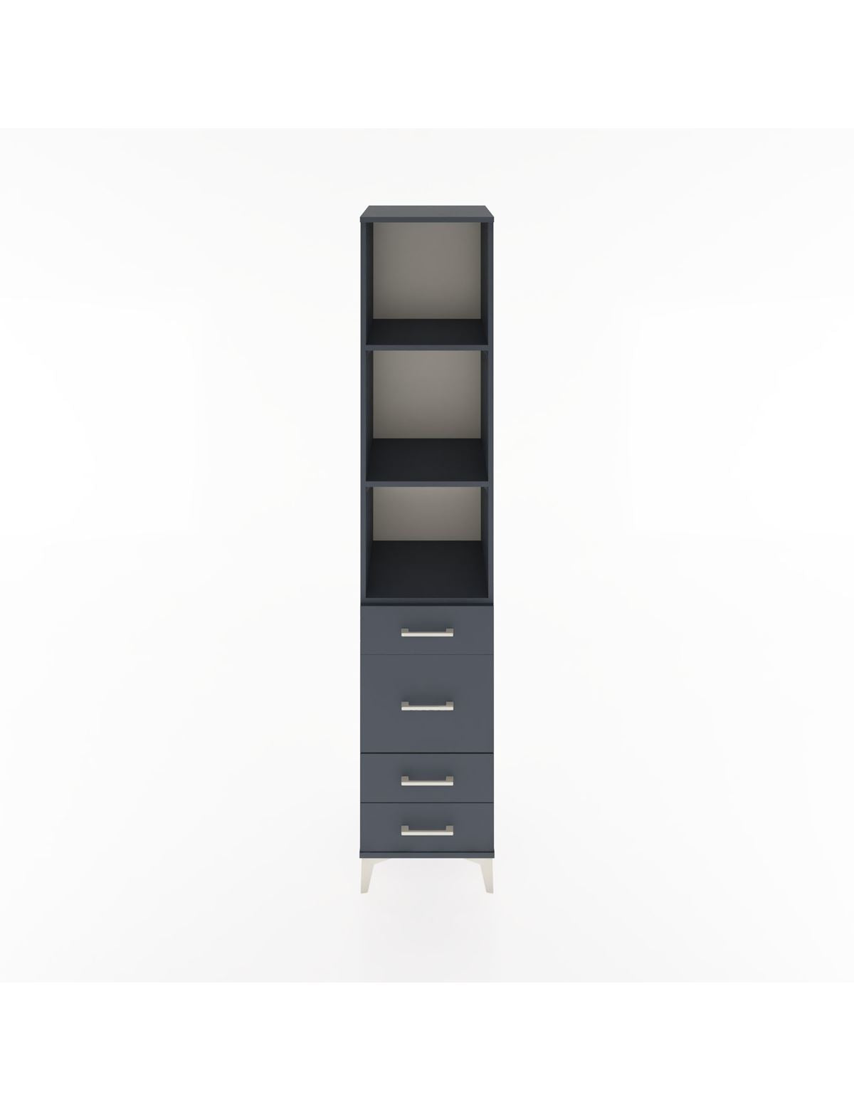 Hyperion Dolap 3 Raflı 4 Çekmeceli 44x44x221 Antrasit-Antrasit