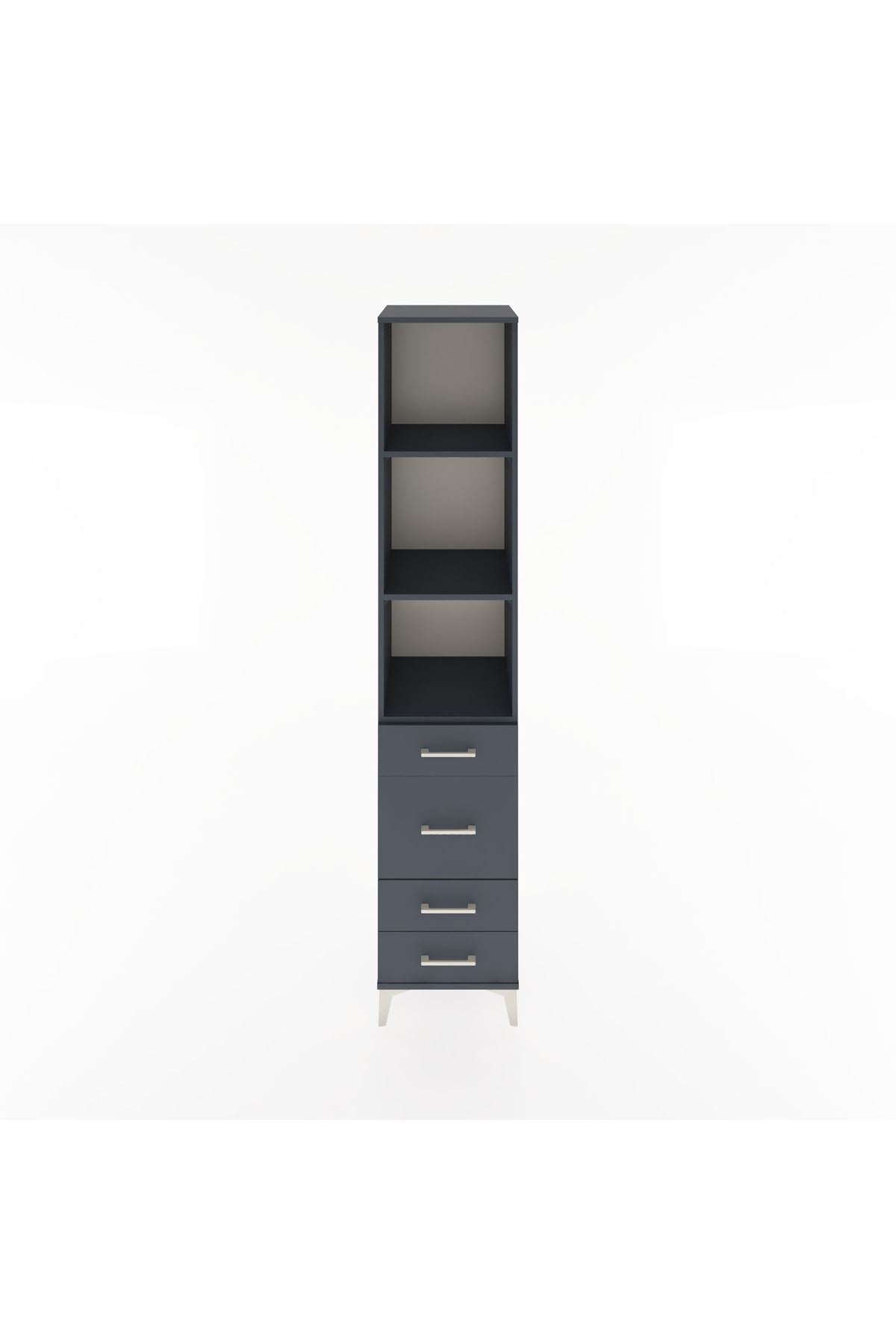 Hyperion Dolap 3 Raflı 4 Çekmeceli 44x44x221 Antrasit-Antrasit