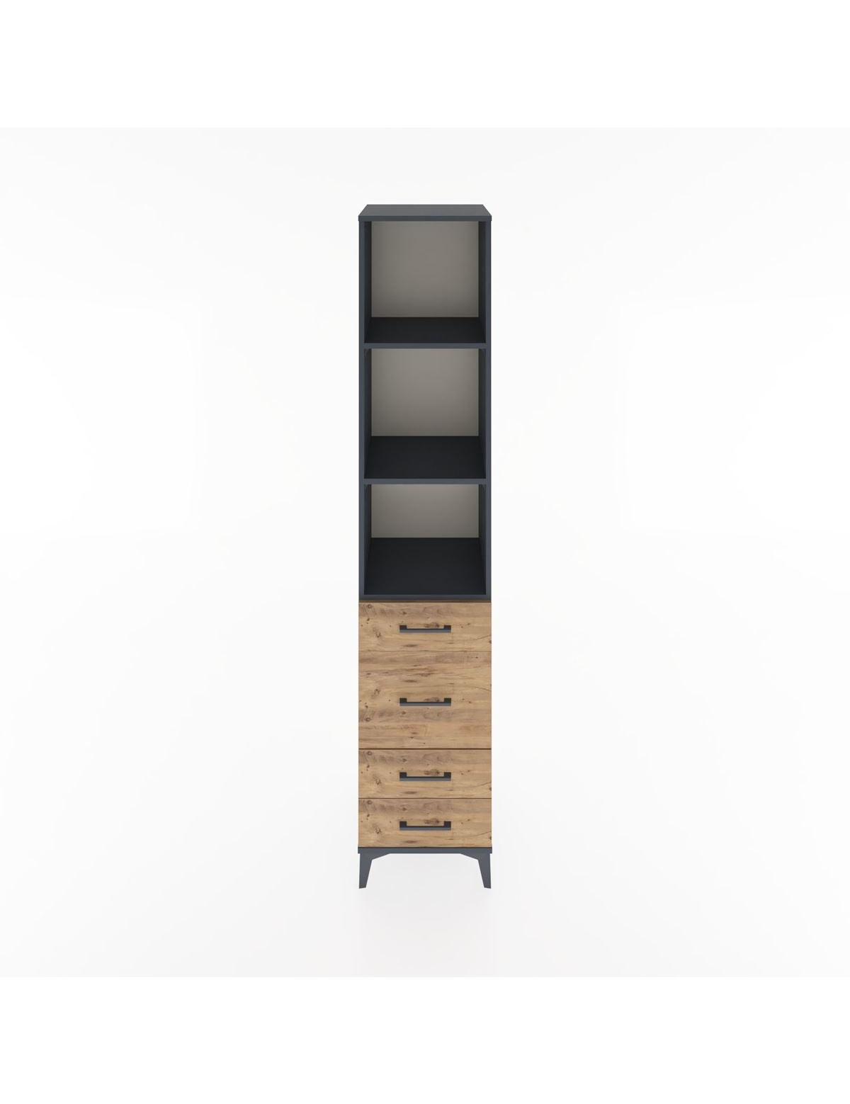 Hyperion Dolap 3 Raflı 4 Çekmeceli 44x44x221 Antrasit-Çam