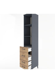 Hyperion Dolap 3 Raflı 4 Çekmeceli 44x44x221 Antrasit-Çam
