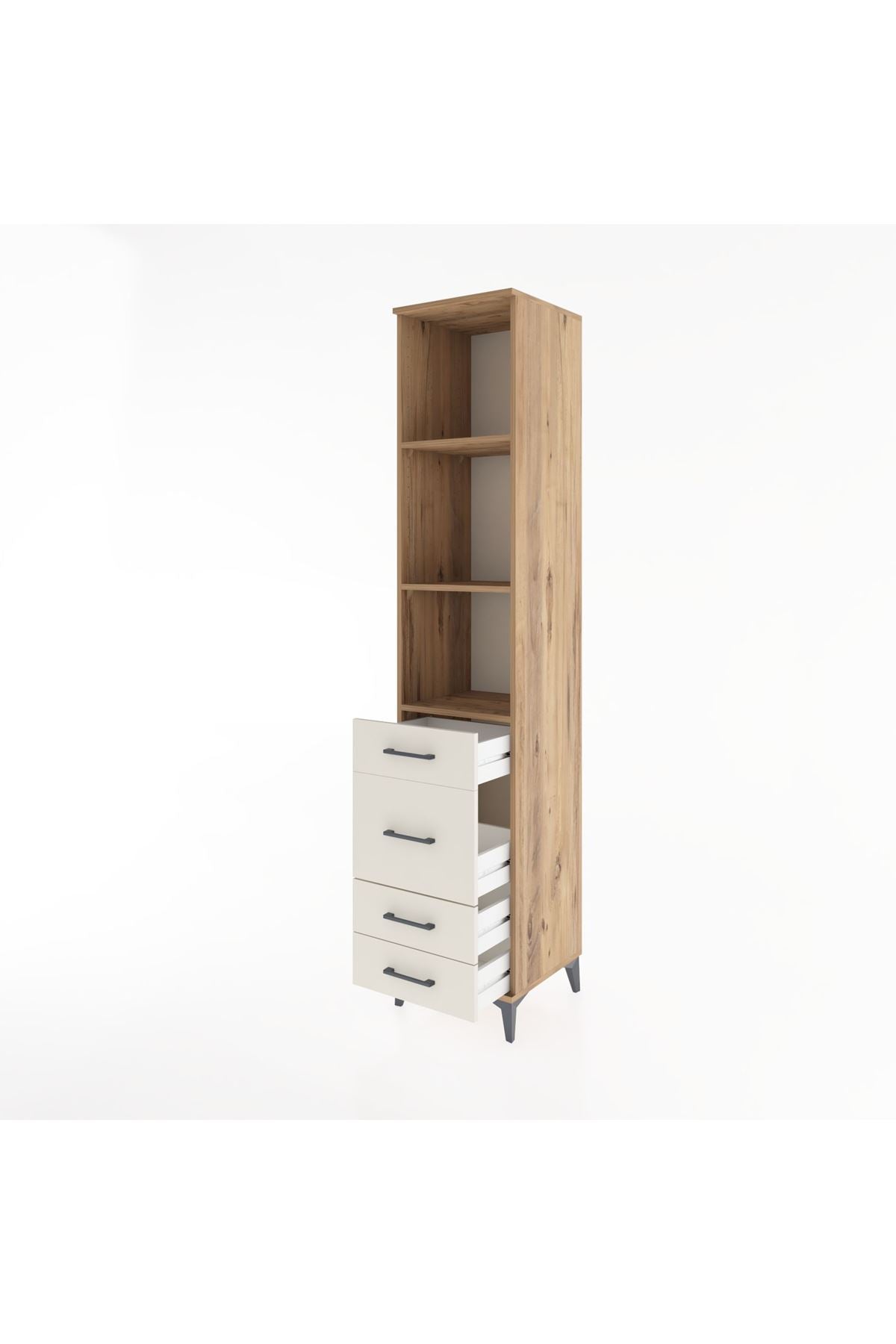 Hyperion Dolap 3 Raflı 4 Çekmeceli 44x44x221 Çam-Aytaşı