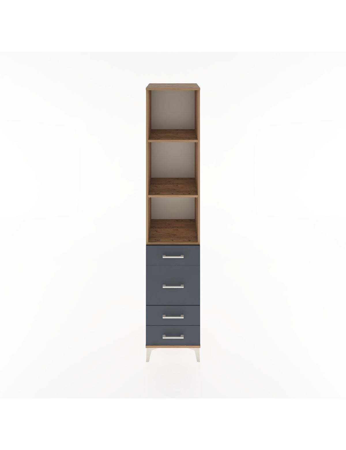 Hyperion Dolap 3 Raflı 4 Çekmeceli 44x44x221 Çam-Antrasit