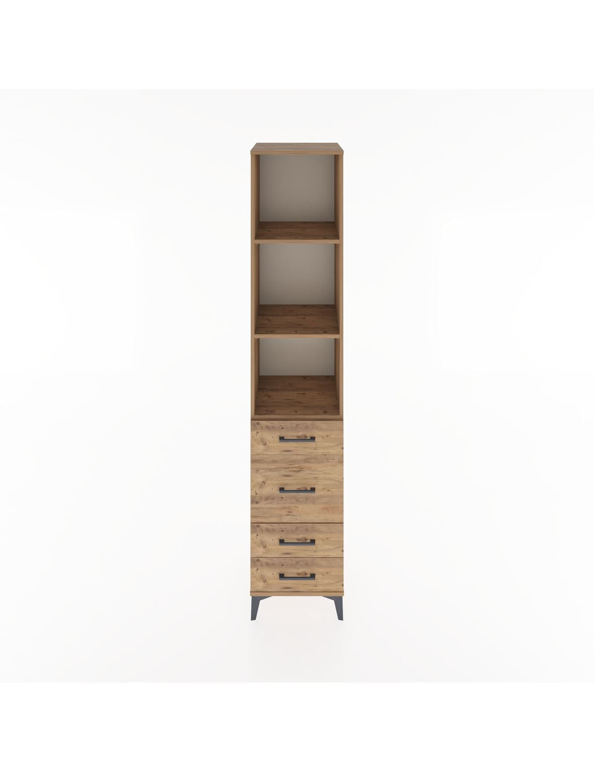 Hyperion Dolap 3 Raflı 4 Çekmeceli 44x44x221 Çam-Çam