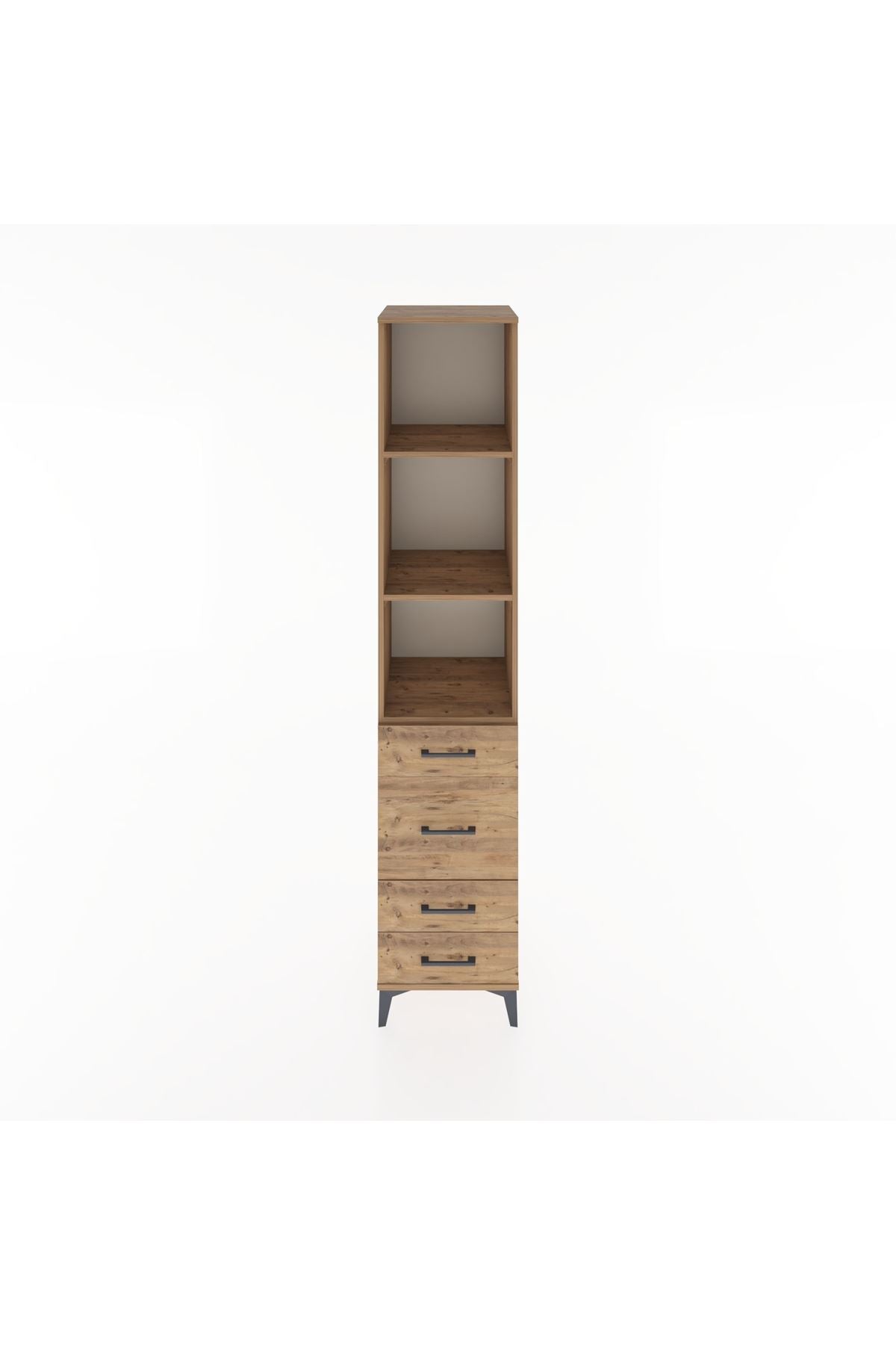 Hyperion Dolap 3 Raflı 4 Çekmeceli 44x44x221 Çam-Çam