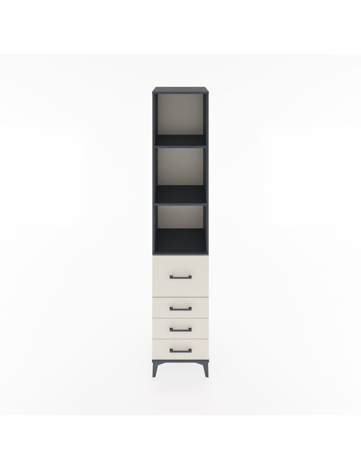 Hyperion Dolap 3 Raflı 4 Çekmeceli 44x44x221 Antrasit-Aytaşı