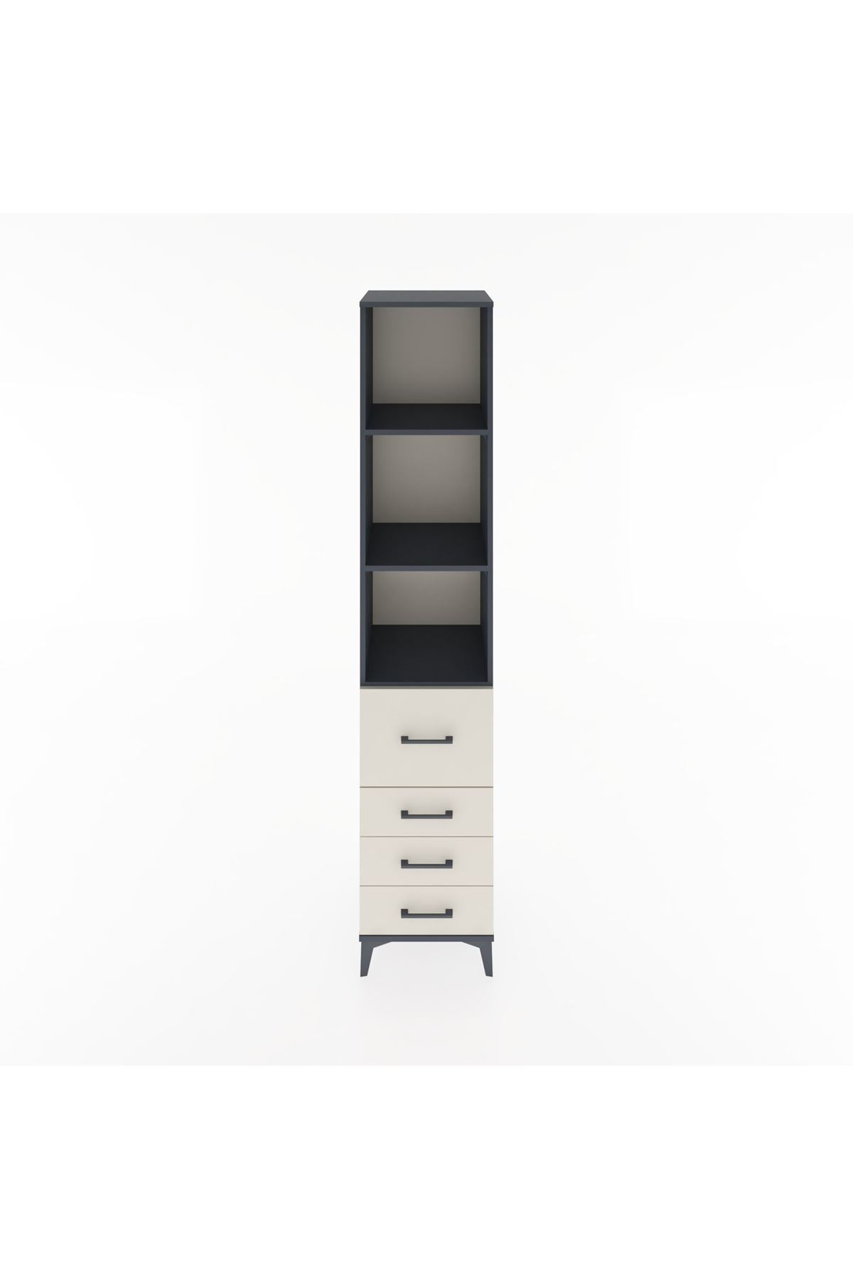 Hyperion Dolap 3 Raflı 4 Çekmeceli 44x44x221 Antrasit-Aytaşı