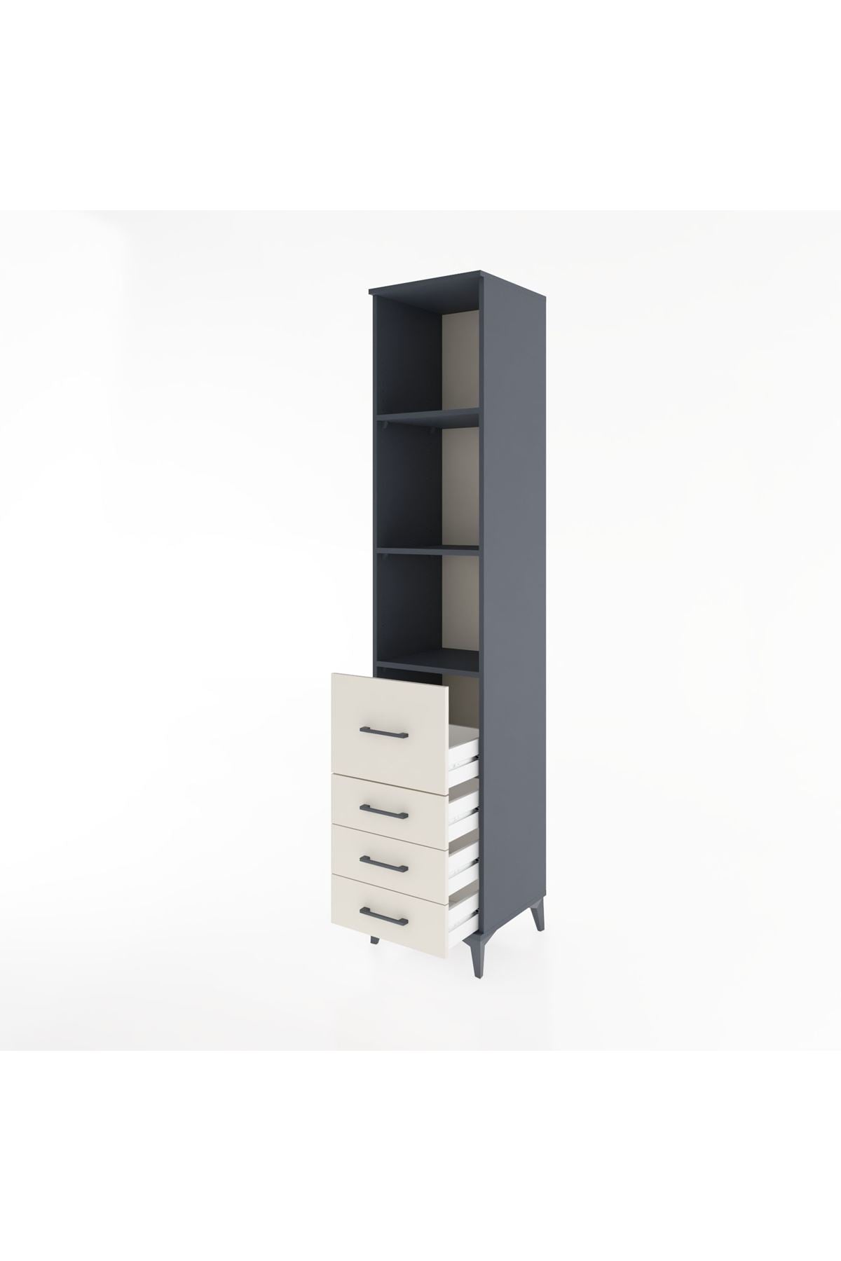 Hyperion Dolap 3 Raflı 4 Çekmeceli 44x44x221 Antrasit-Aytaşı