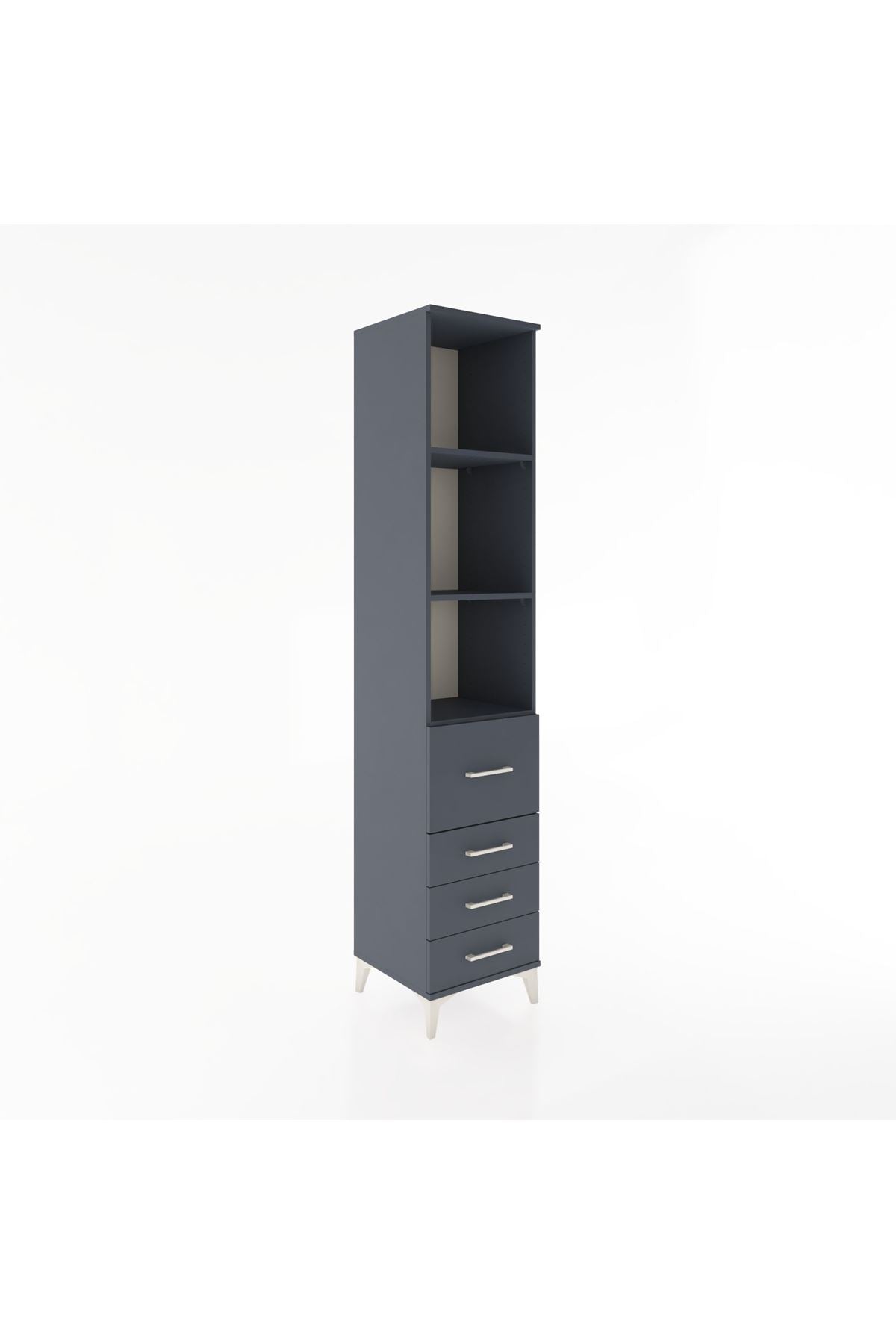 Hyperion Dolap 3 Raflı 4 Çekmeceli 44x44x221 Antrasit-Antrasit