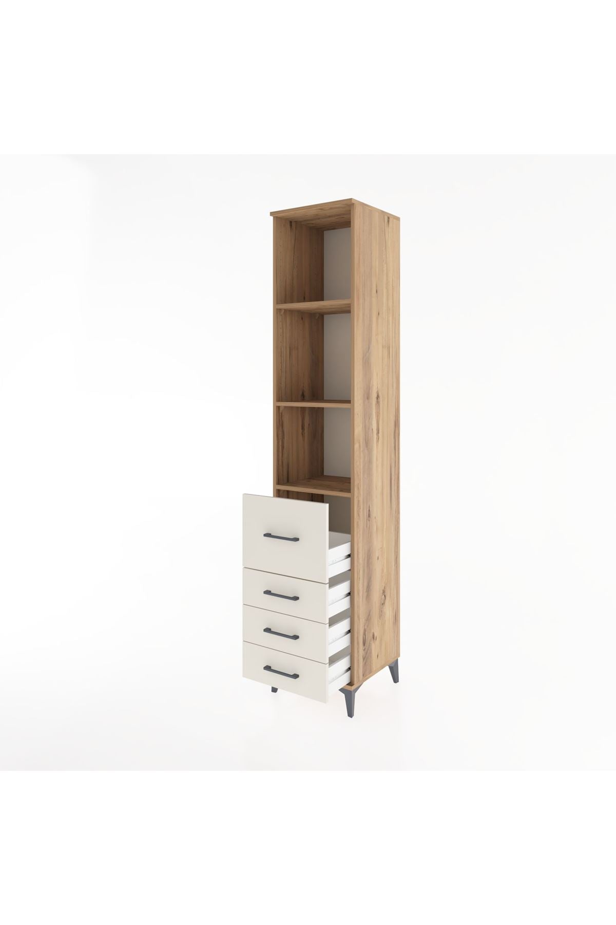 Hyperion Dolap 3 Raflı 4 Çekmeceli 44x44x221 Çam-Aytaşı