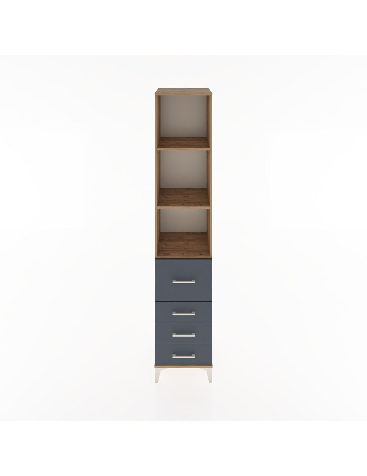 Hyperion Dolap 3 Raflı 4 Çekmeceli 44x44x221 Çam-Antrasit