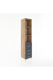 Hyperion Dolap 3 Raflı 4 Çekmeceli 44x44x221 Çam-Antrasit