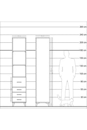 Hyperion Dolap 3 Raflı 4 Çekmeceli 44x44x221 Çam-Antrasit
