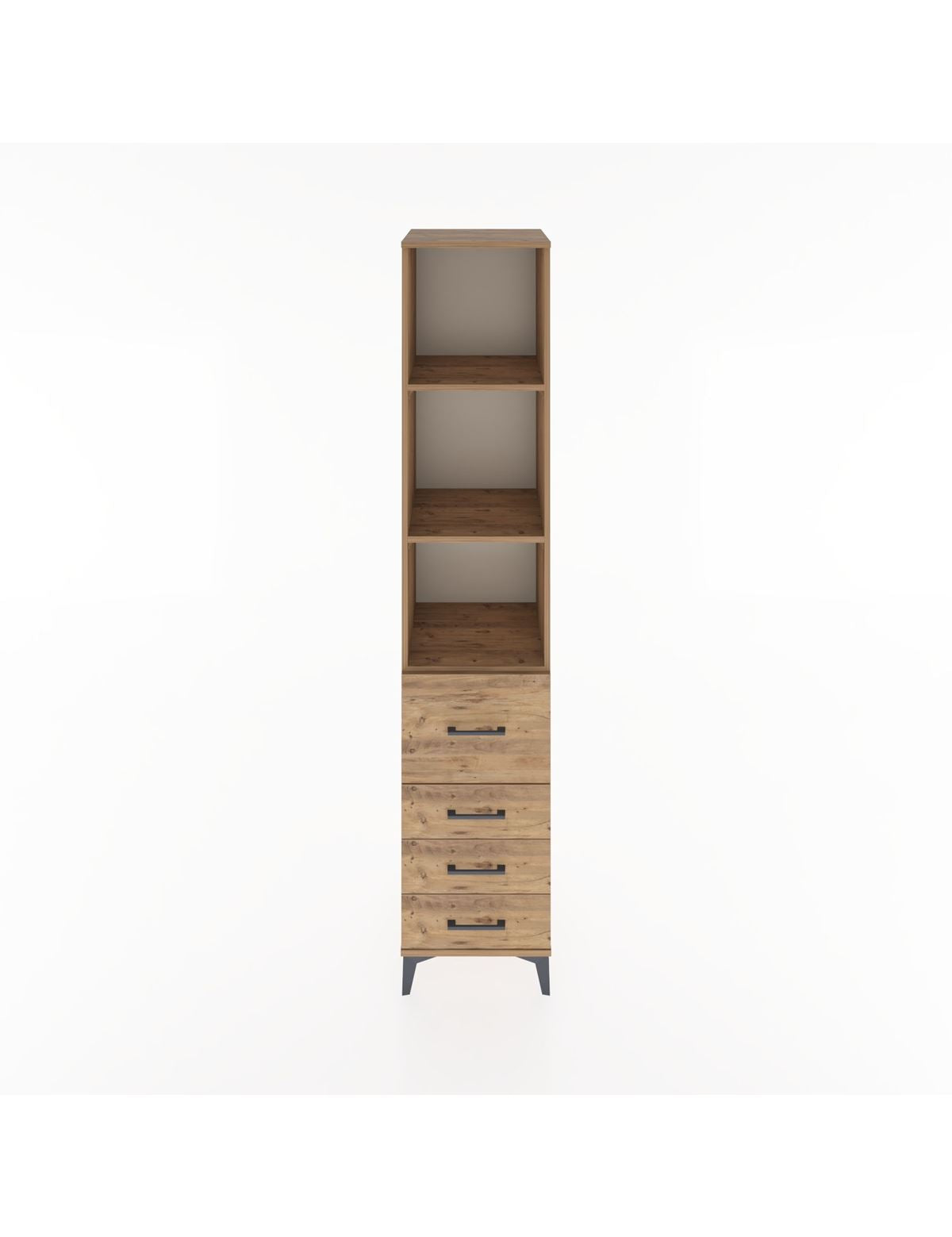 Hyperion Dolap 3 Raflı 4 Çekmeceli 44x44x221 Çam-Çam