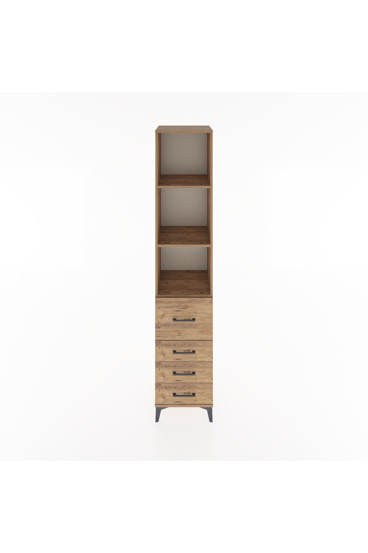 Hyperion Dolap 3 Raflı 4 Çekmeceli 44x44x221 Çam-Çam