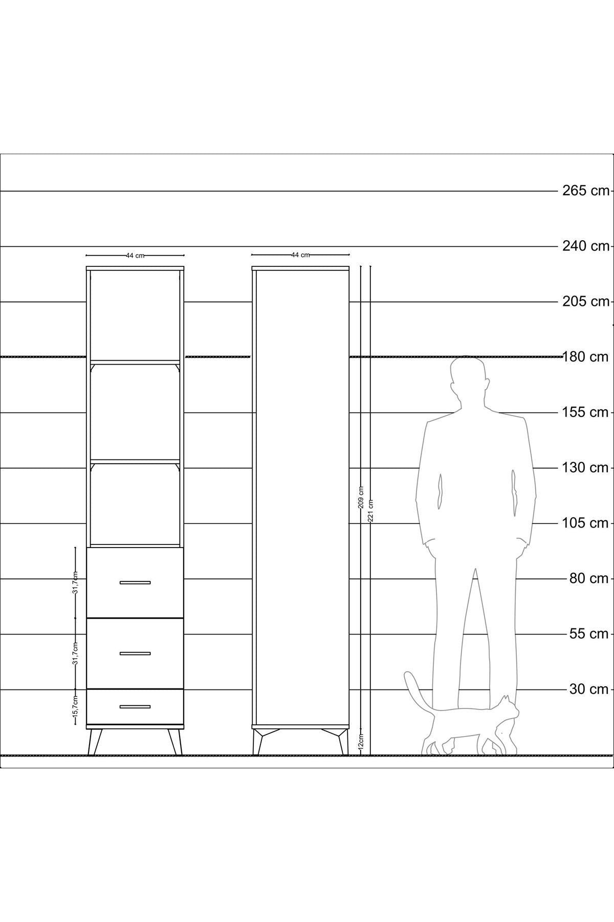 Hyperion Dolap 3 Raflı 3 Çekmeceli 44x44x221 - S61M091V9B