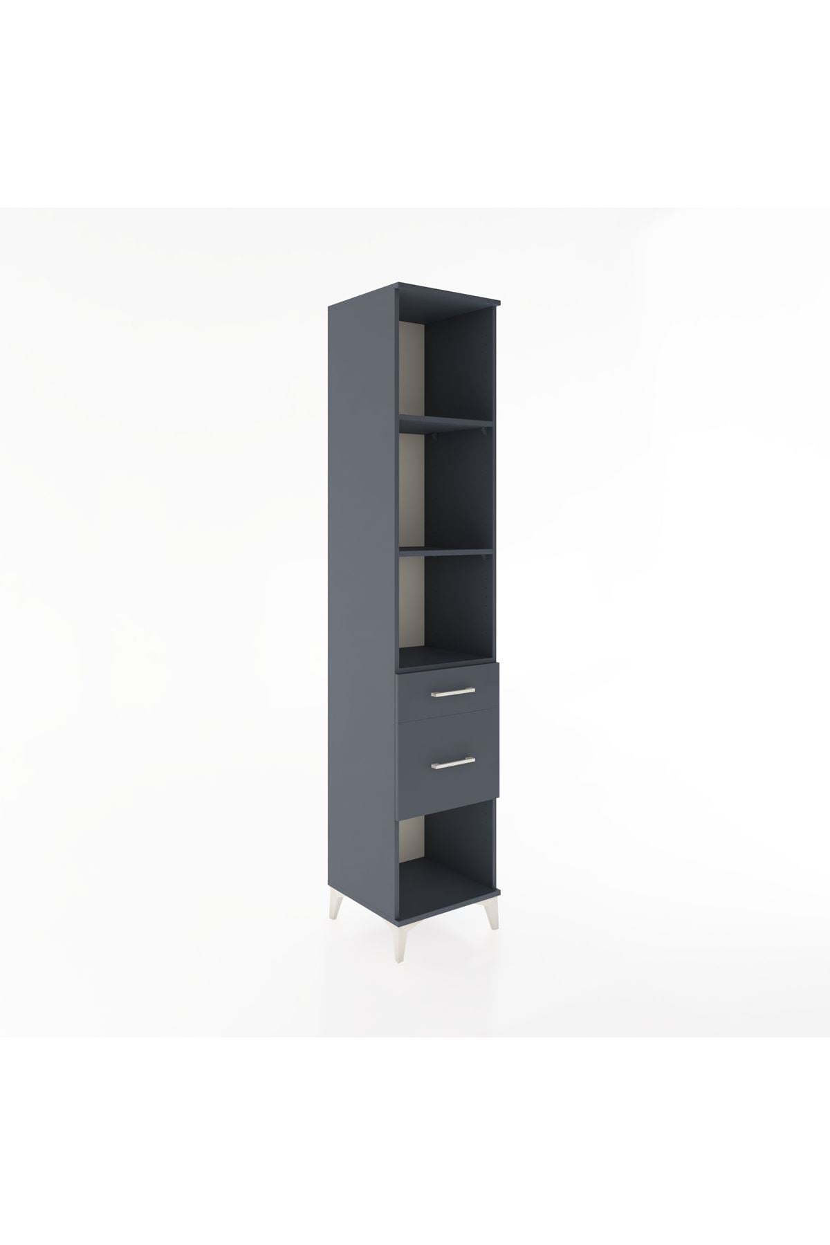 Hyperion Dolap 3 Raflı 2 Çekmeceli 44x44x221 Antrasit-Antrasit