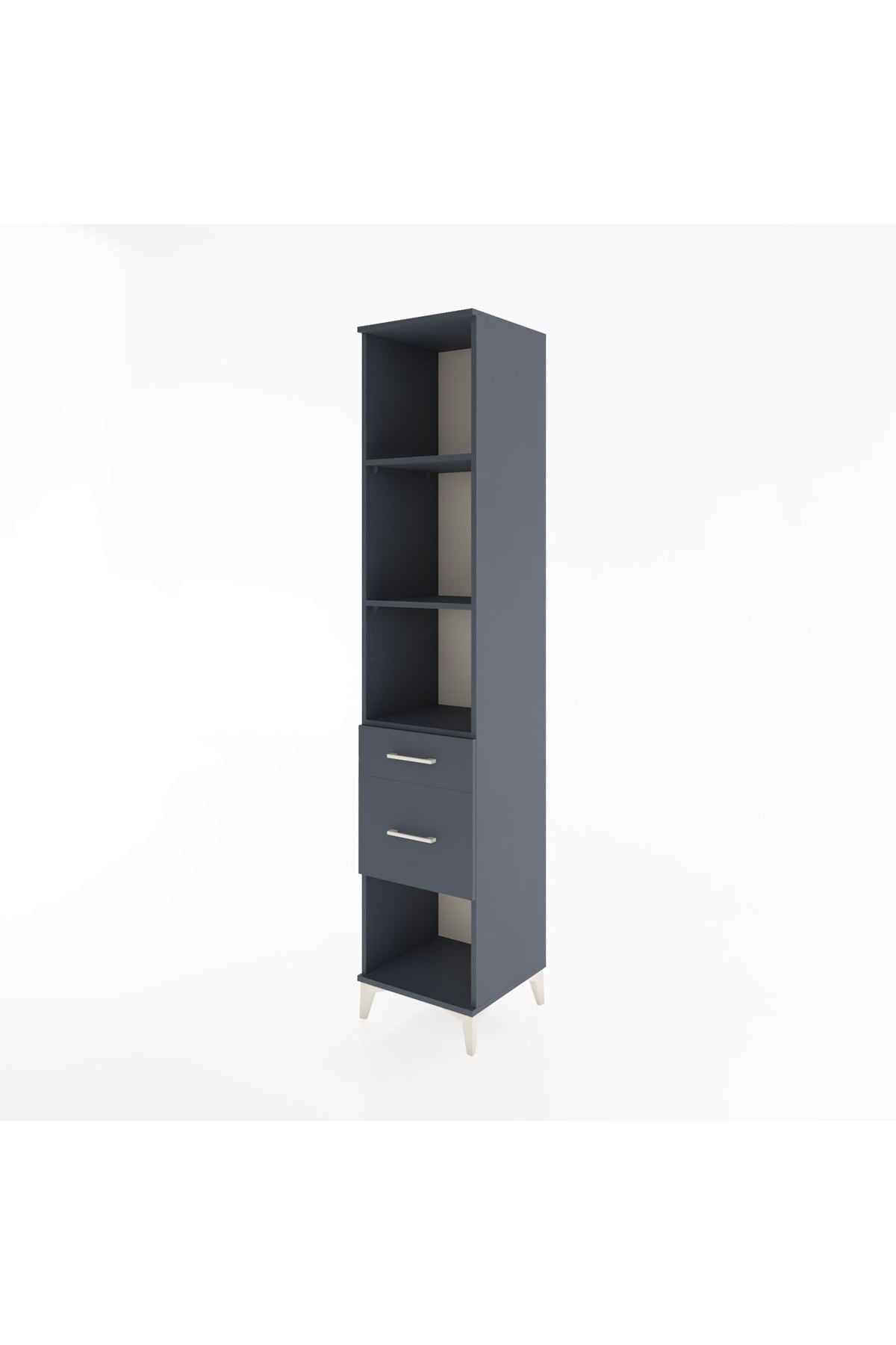 Hyperion Dolap 3 Raflı 2 Çekmeceli 44x44x221 Antrasit-Antrasit