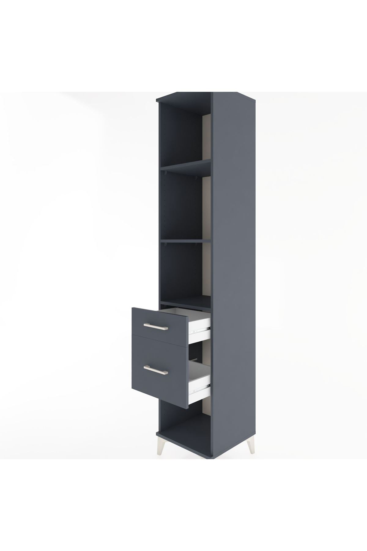 Hyperion Dolap 3 Raflı 2 Çekmeceli 44x44x221 Antrasit-Antrasit