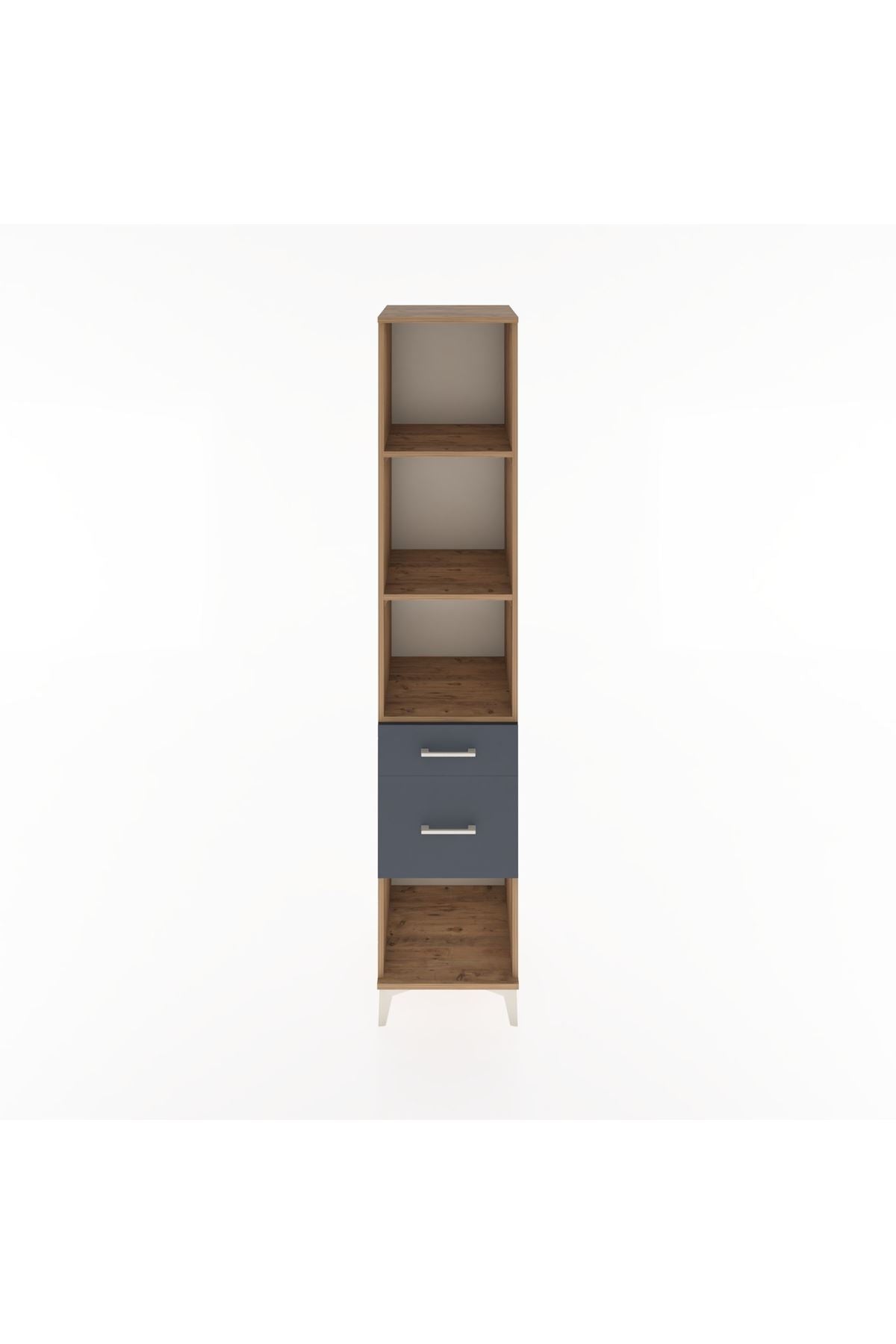 Hyperion Dolap 3 Raflı 2 Çekmeceli 44x44x221 Çam-Antrasit