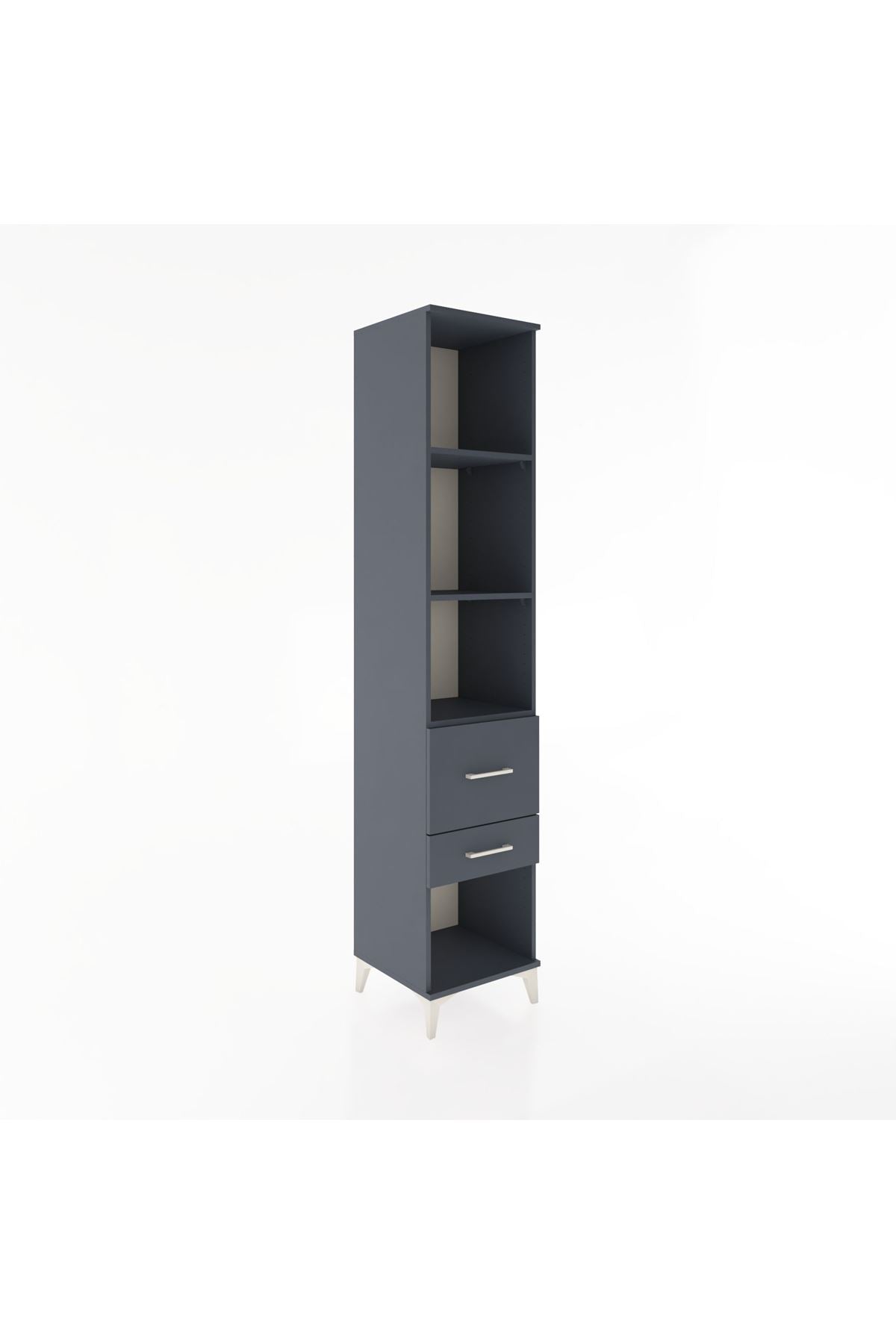 Hyperion Dolap 3 Raflı 2 Çekmeceli 44x44x221 Antrasit-Antrasit