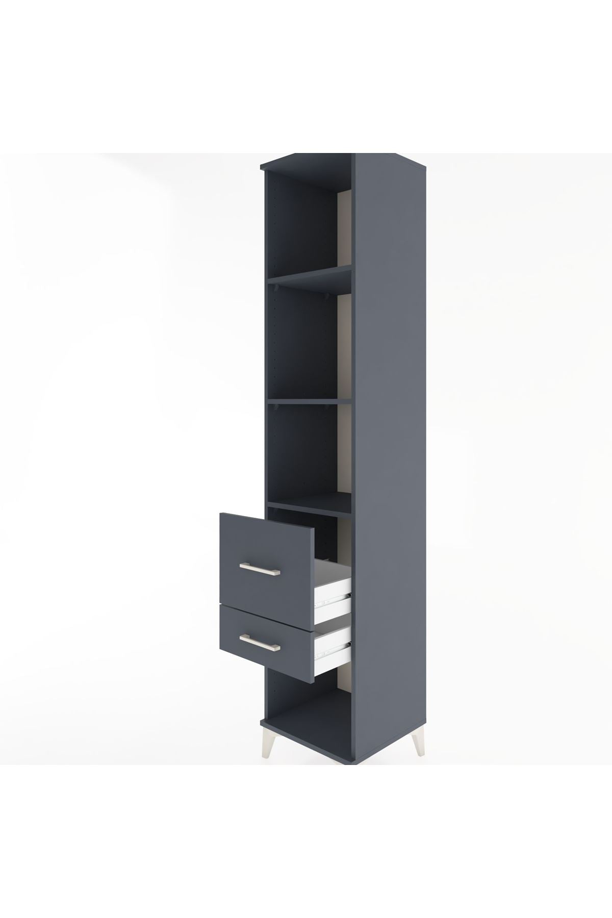 Hyperion Dolap 3 Raflı 2 Çekmeceli 44x44x221 Antrasit-Antrasit