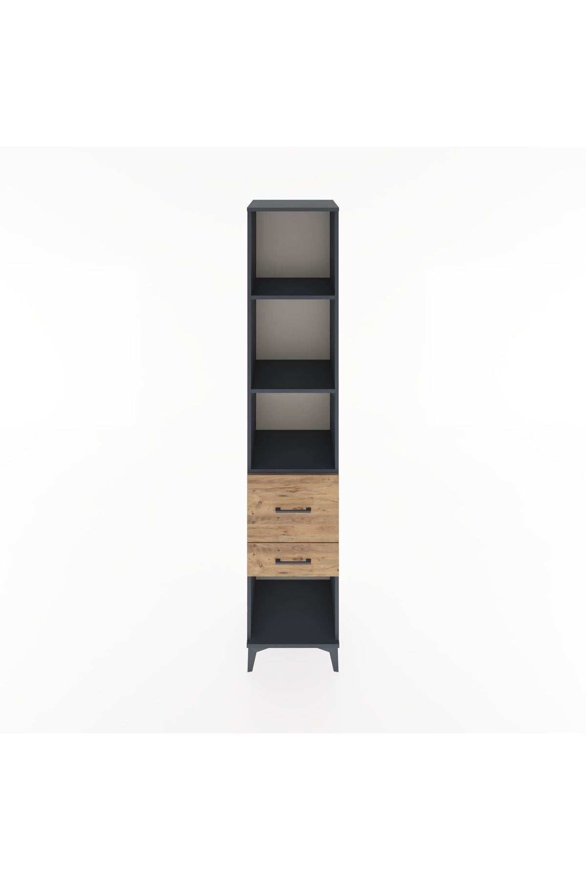 Hyperion Dolap 3 Raflı 2 Çekmeceli 44x44x221 Antrasit-Çam