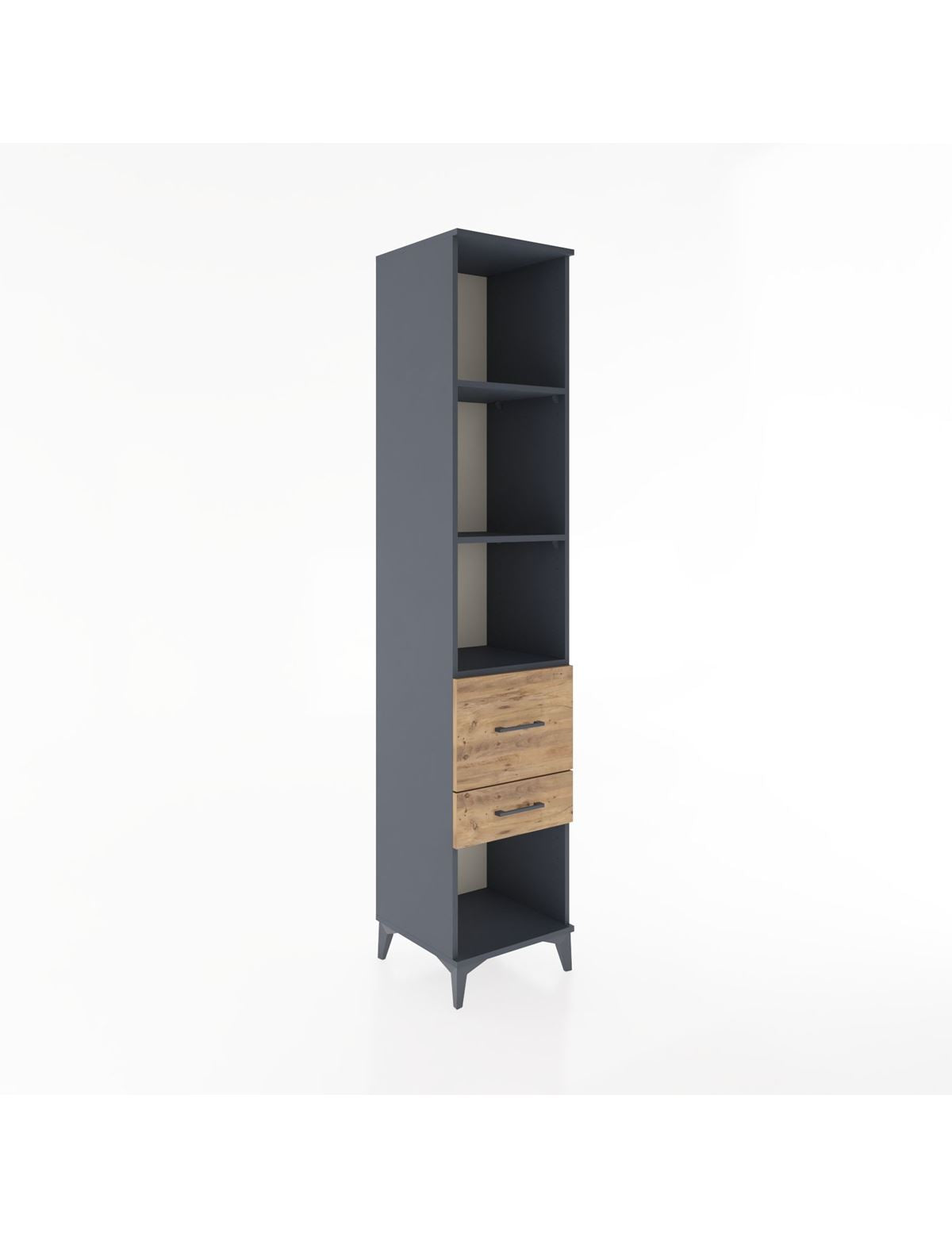 Hyperion Dolap 3 Raflı 2 Çekmeceli 44x44x221 Antrasit-Çam