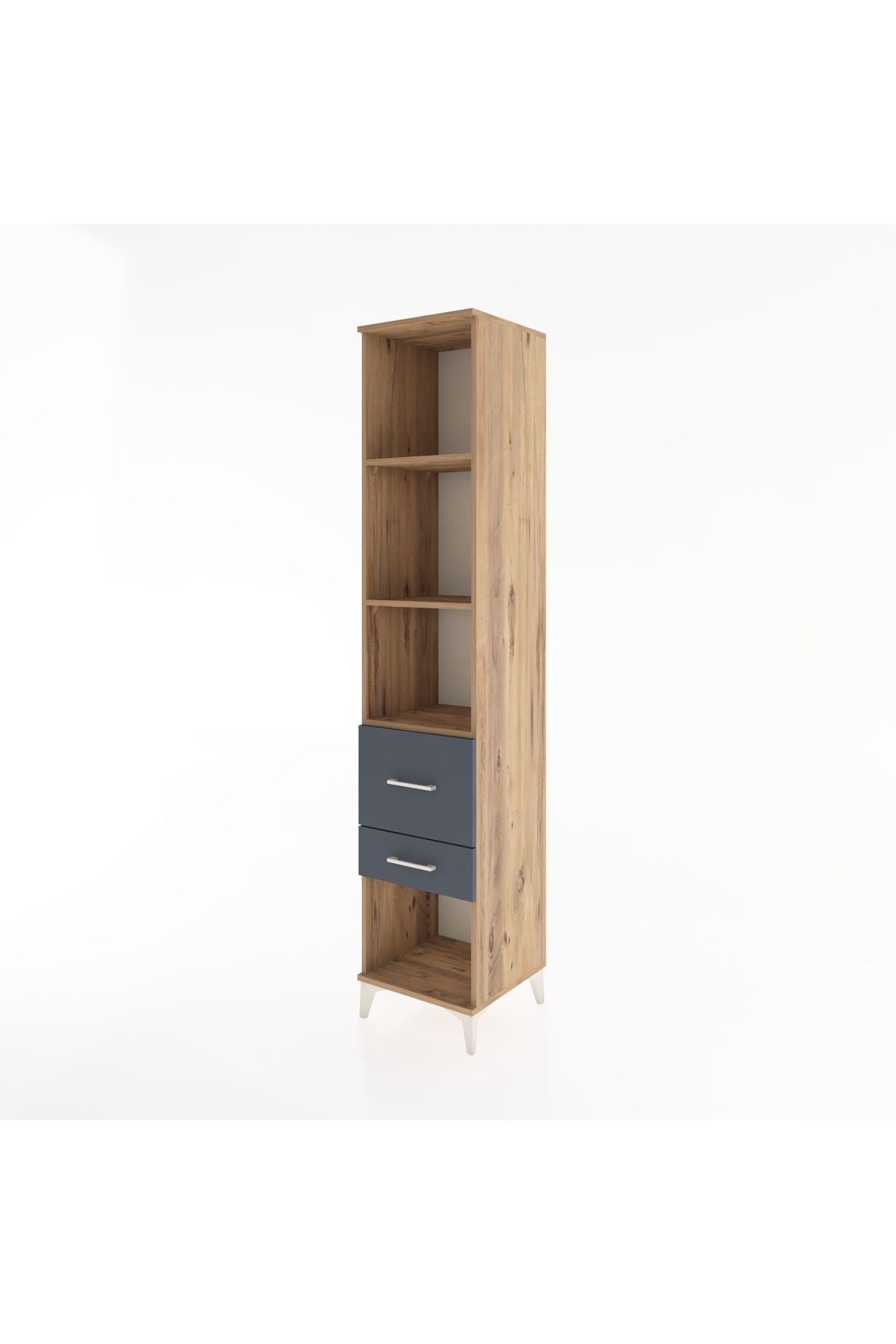 Hyperion Dolap 3 Raflı 2 Çekmeceli 44x44x221 Çam-Antrasit