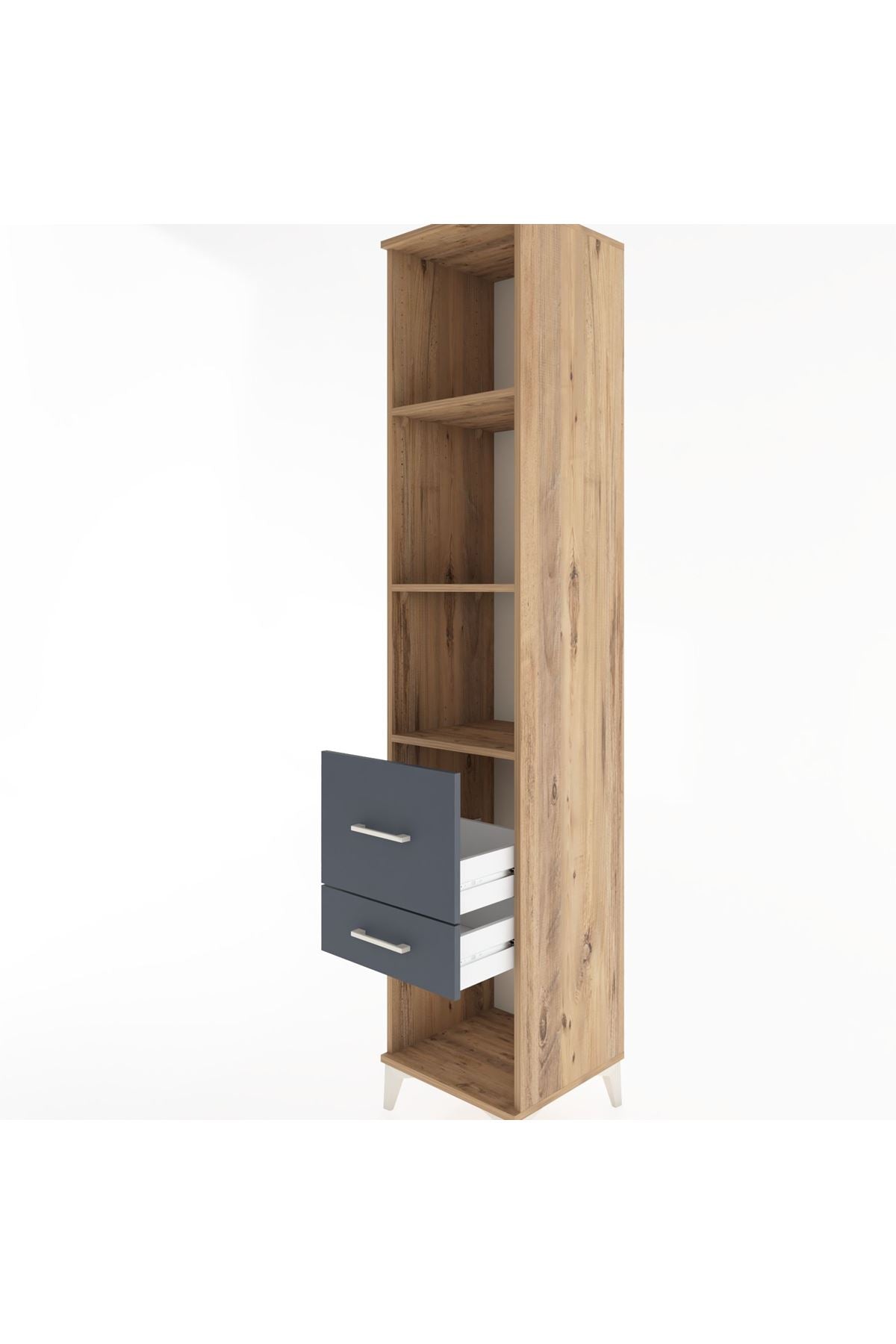 Hyperion Dolap 3 Raflı 2 Çekmeceli 44x44x221 Çam-Antrasit