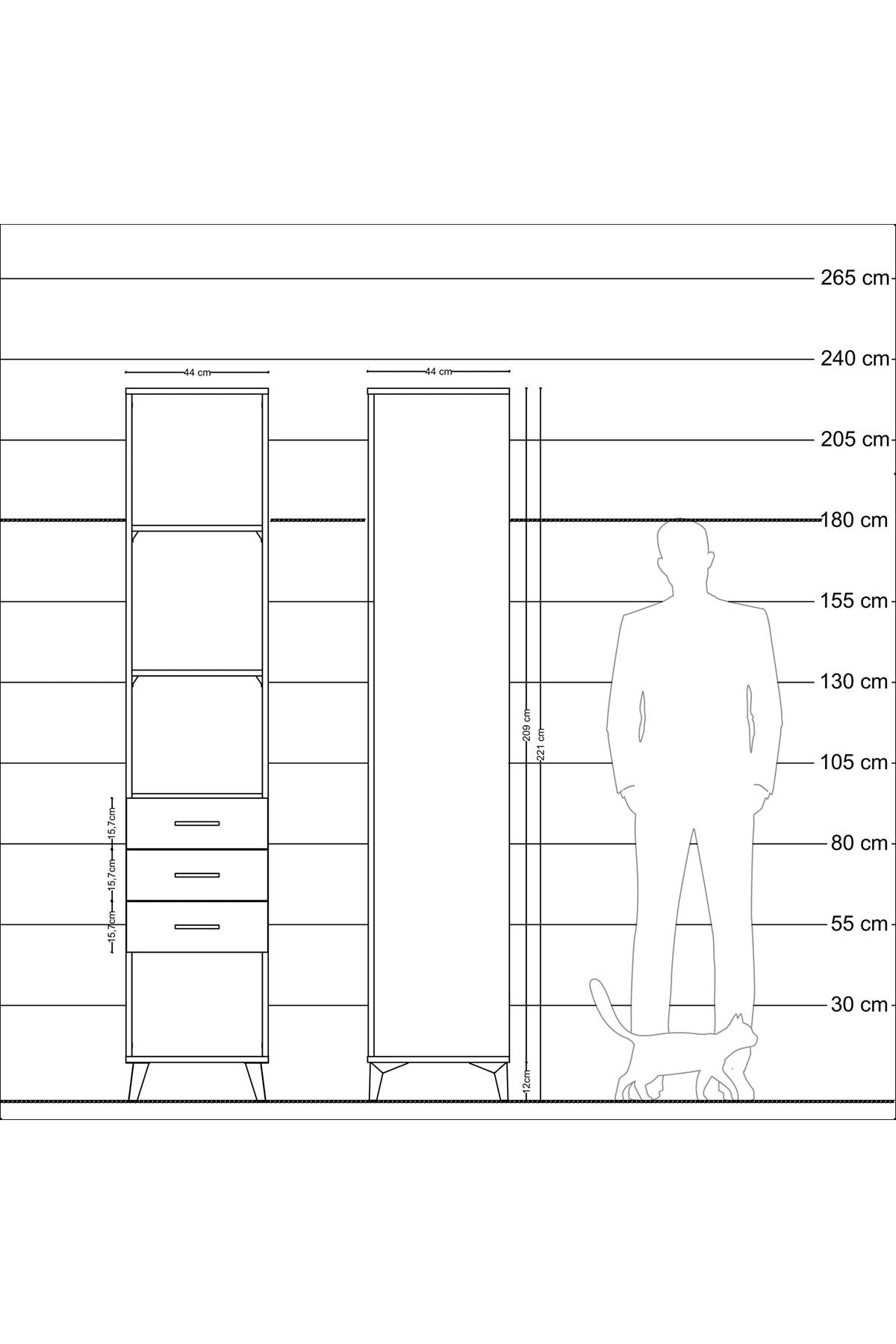 Hyperion Dolap 3 Raflı 3 Çekmeceli 44x44x221 - S61M096V9B
