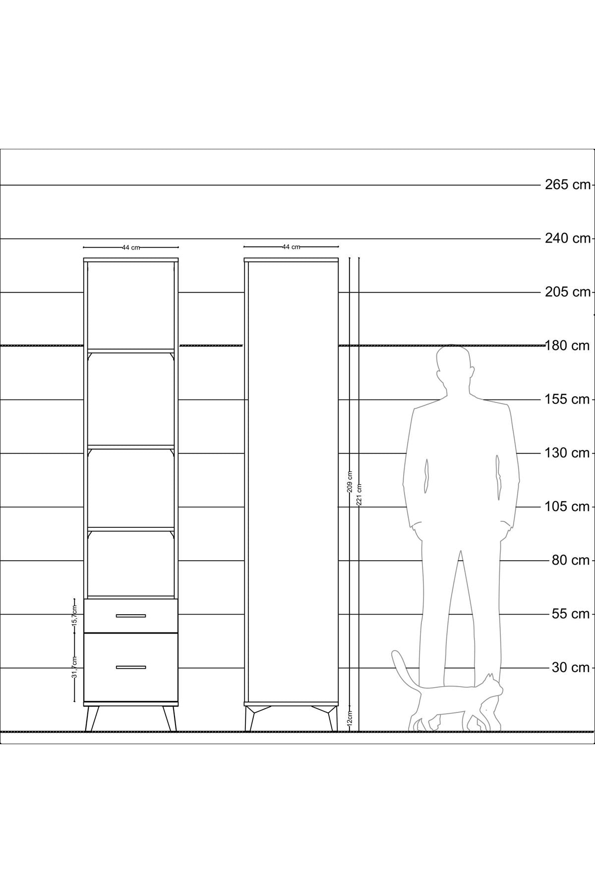 Hyperion Dolap 4 Raflı 2 Çekmeceli 44x44x221 - S61M098V7B
