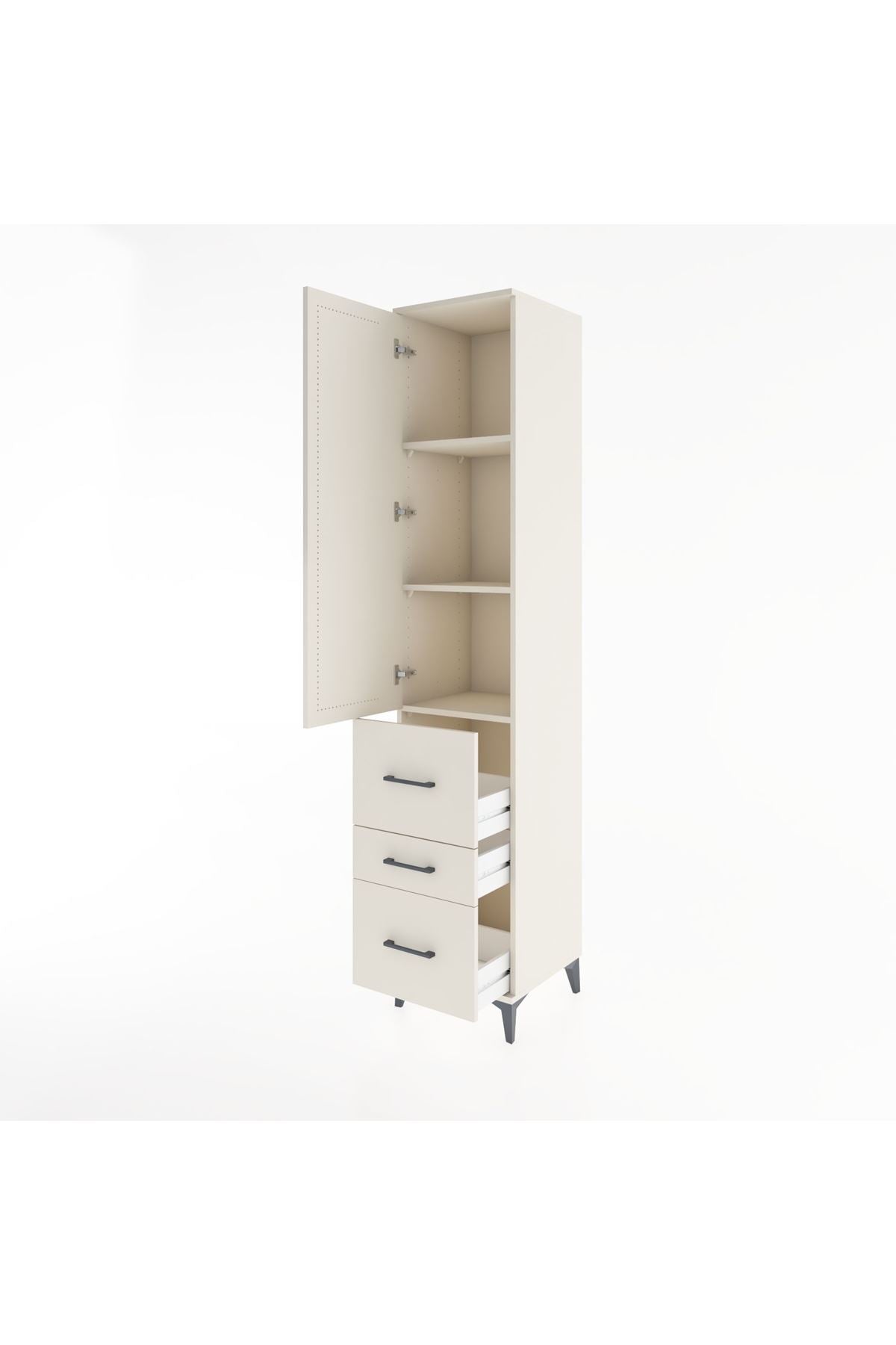 Hyperion Dolap 3 Raflı 3 Çekmeceli Tek Kapaklı 44x44x221 Aytaşı-Aytaşı