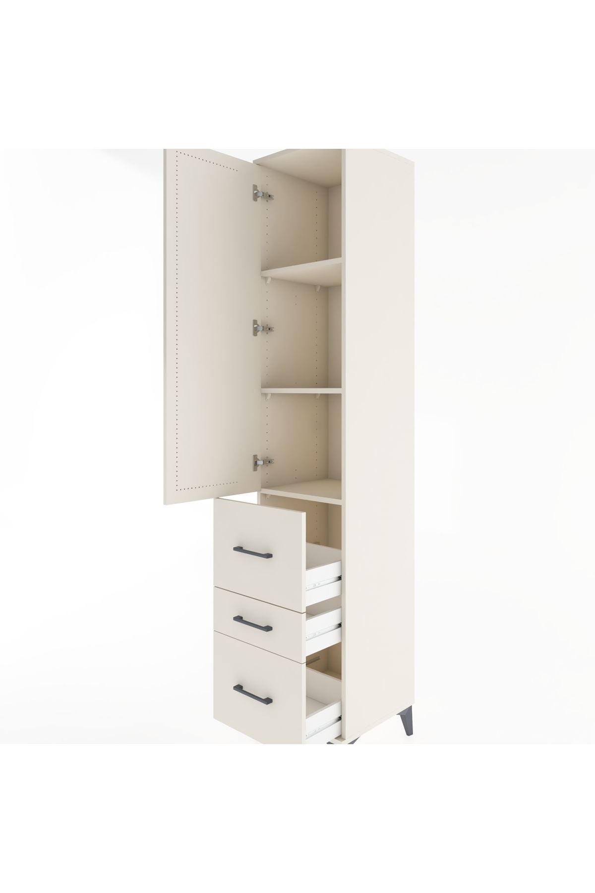 Hyperion Dolap 3 Raflı 3 Çekmeceli Tek Kapaklı 44x44x221 Aytaşı-Aytaşı